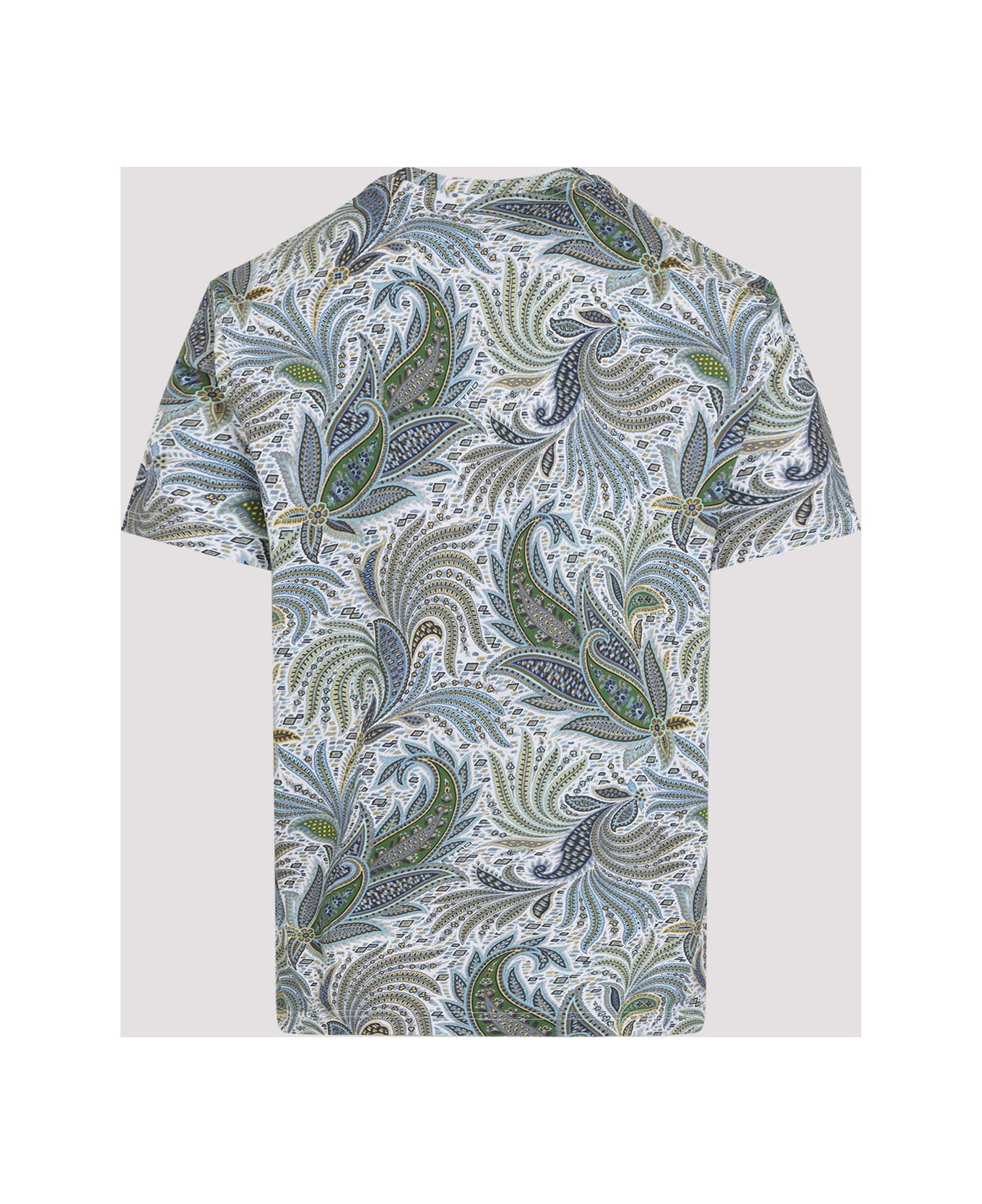 Etro Graphic Printed Crewneck T-shirt - Print On Blue Base