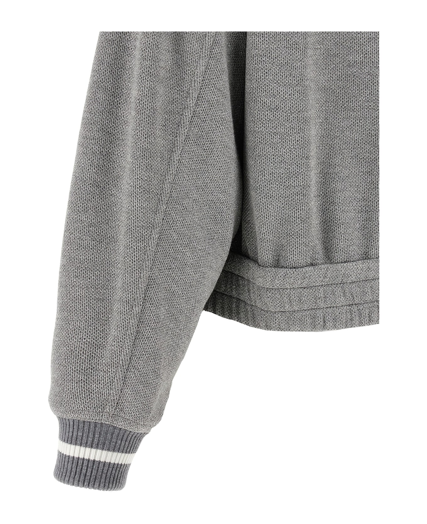 Brunello Cucinelli Logo Embroidery Lamé Sweatshirt - Silver