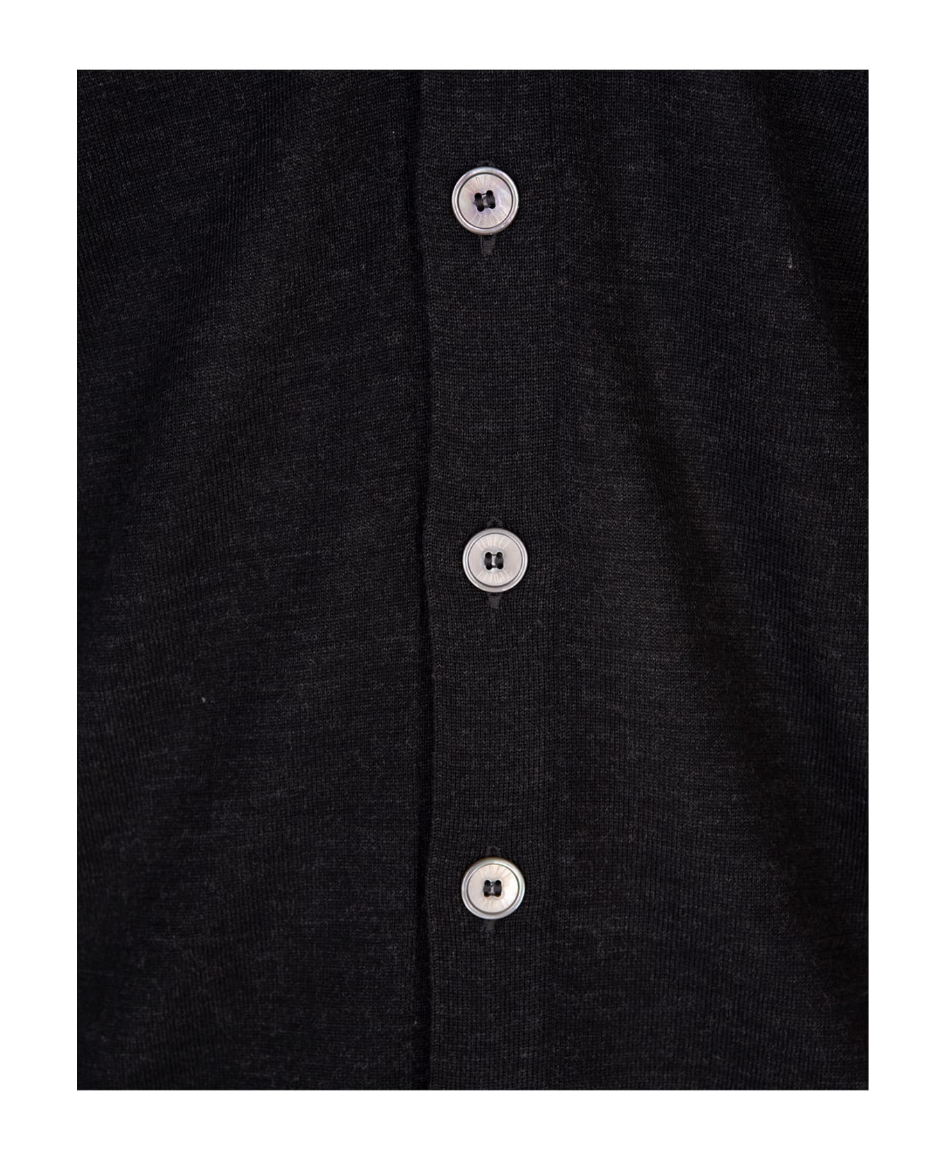 Fedeli Black Virgin Wool Cardigan With V-neckline - Black カーディガン