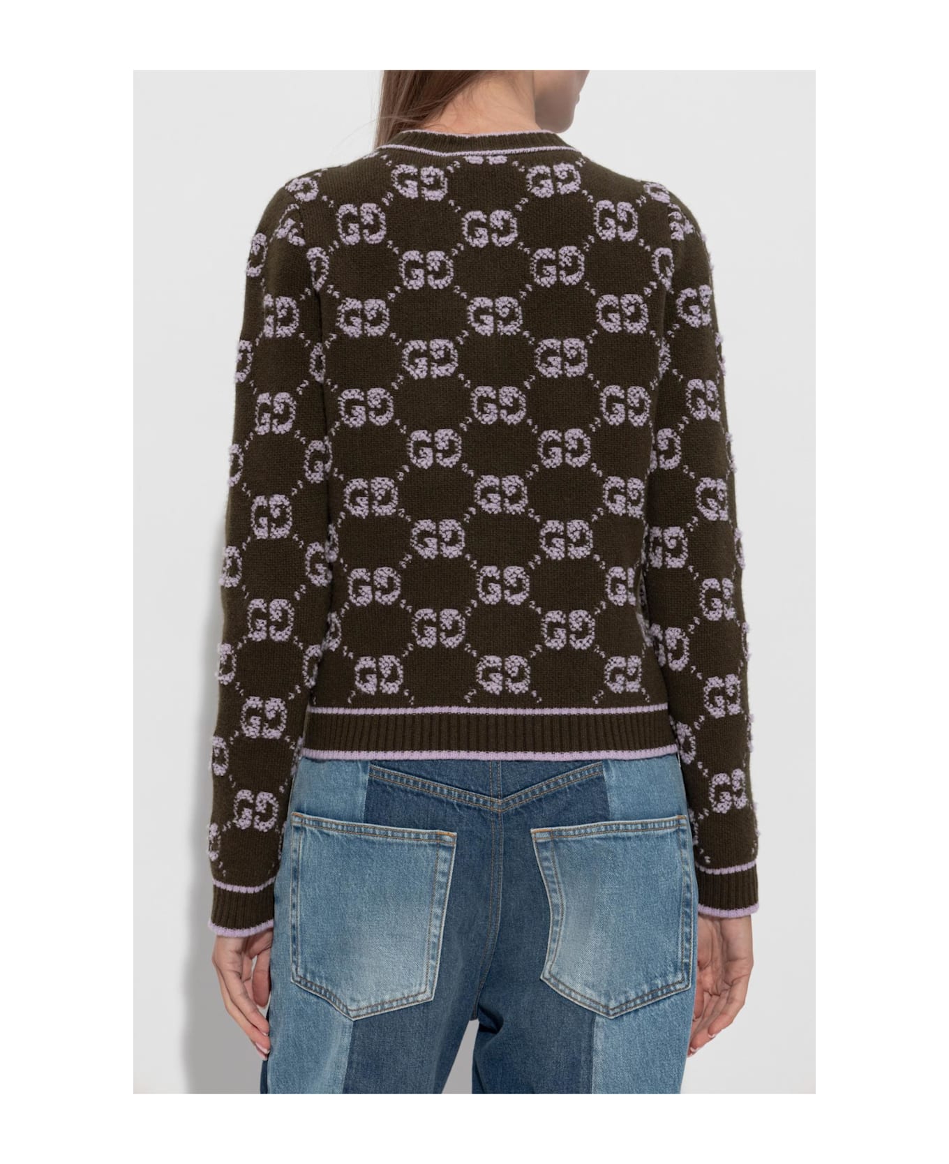 Gucci Cardigan With 
gg
 Pattern - Green