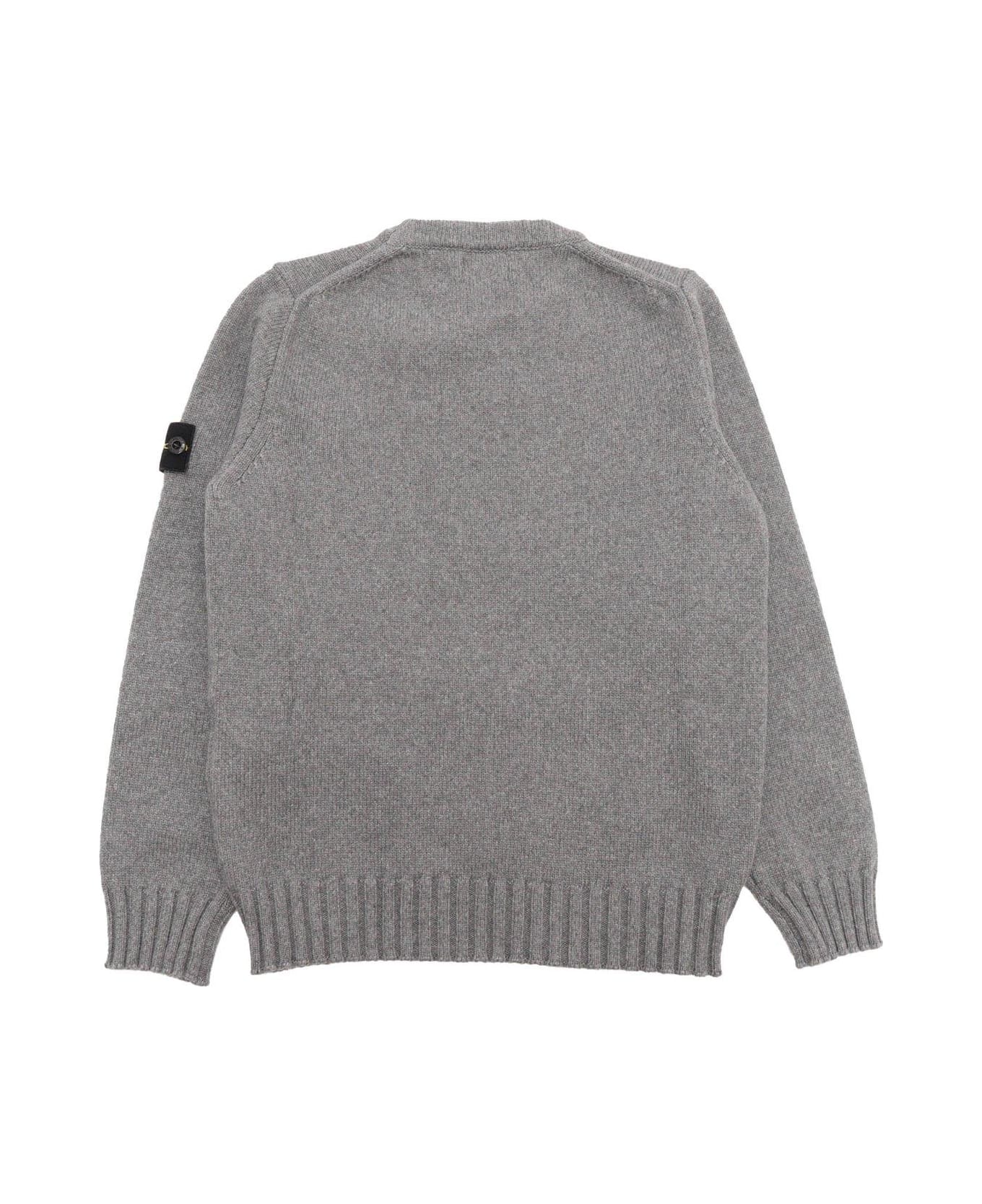 Stone Island Logo Patch Crewneck Jumper - GREY