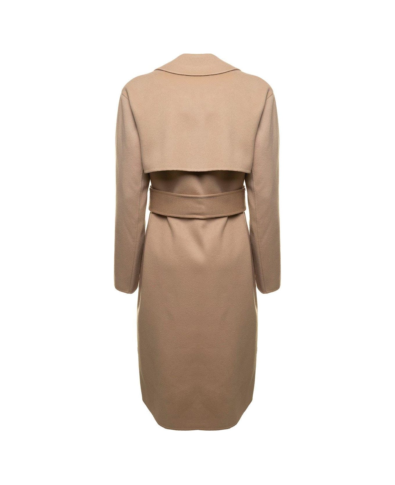 Theory Belted Straight Hem Coat - BROWN
