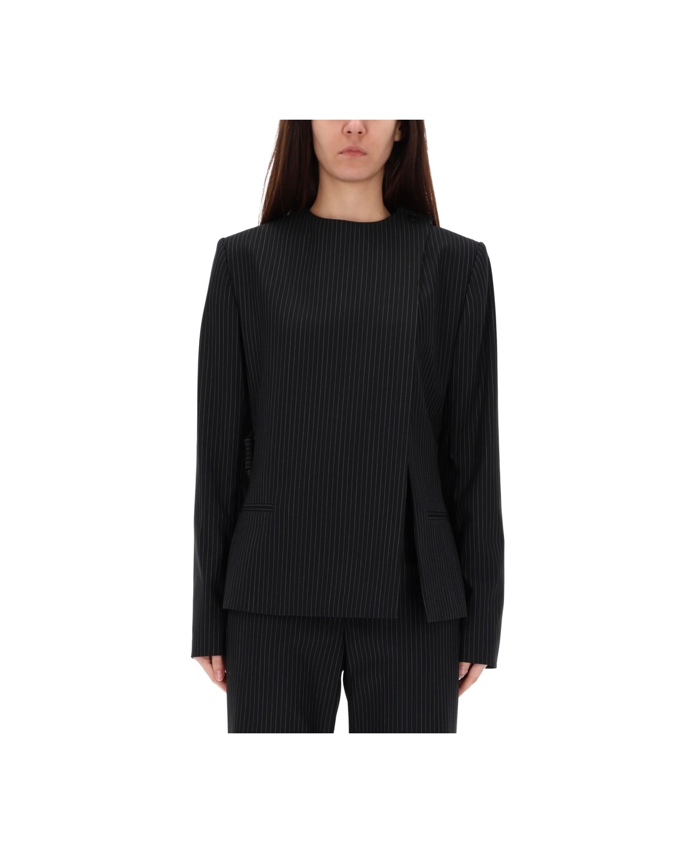 Courrèges "buckle Pinstripes" Jacket - BLACK