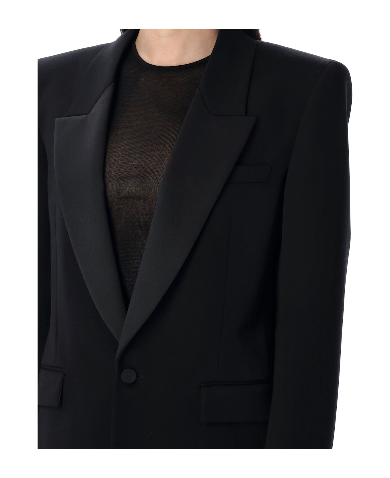Saint Laurent Grain De Poudre Tuxedo Jacket - BLACK