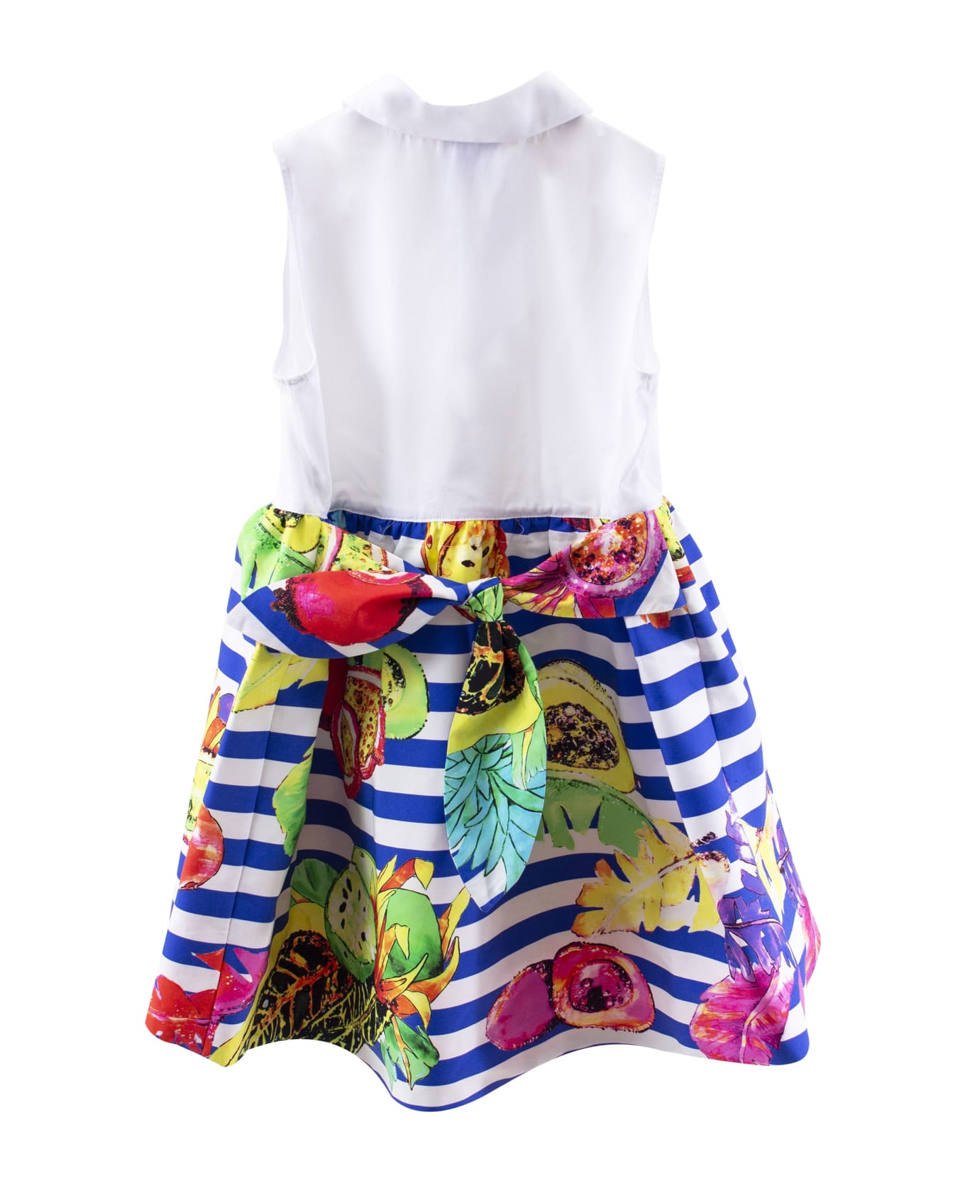 Stella Jean Girl Striped Dress With Fruits - Blue ワンピース＆ドレス