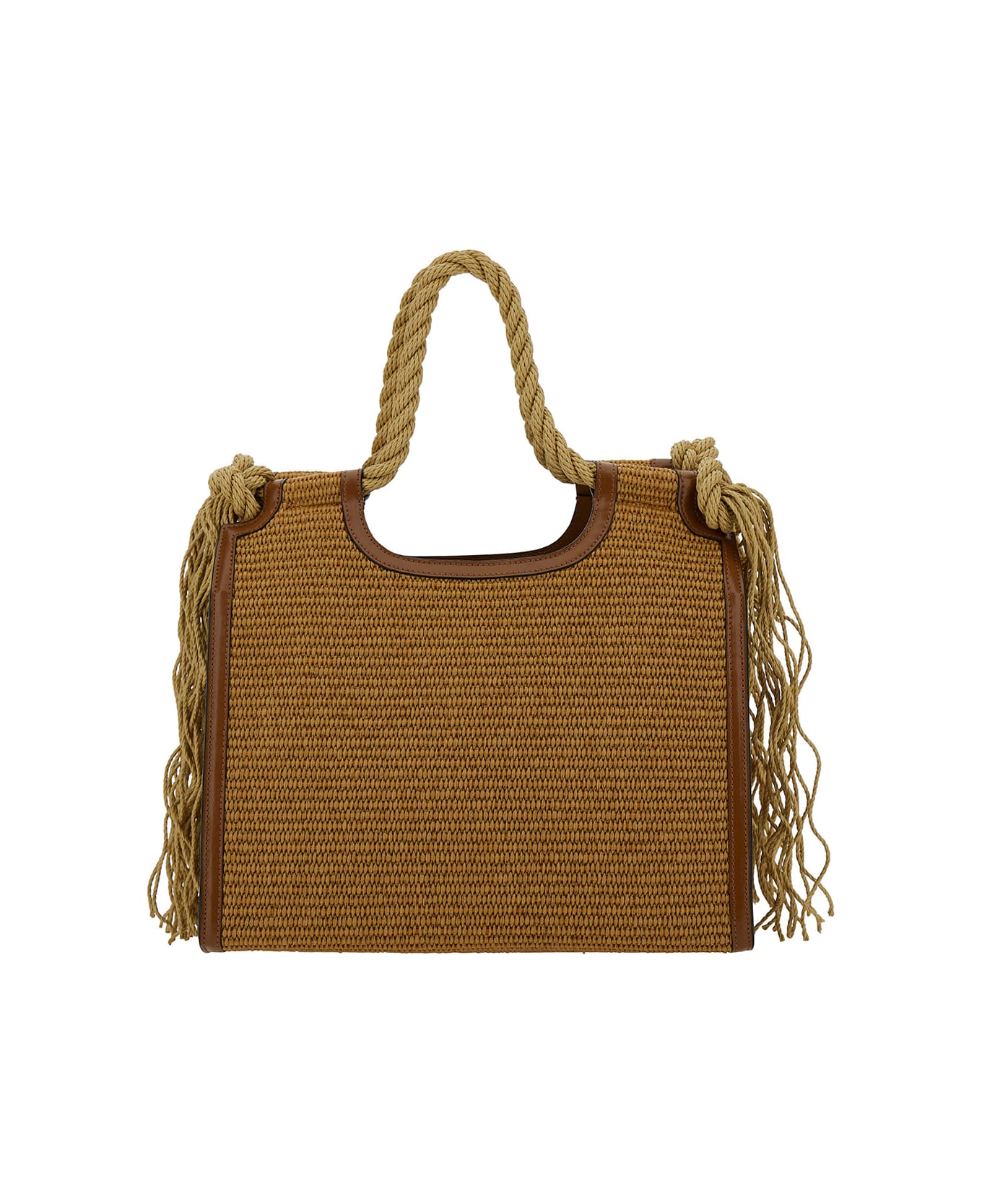 Marni 'summer' Beige Tote Bag With Cord Handles And Logo Detail In Rafia Woman - Beige