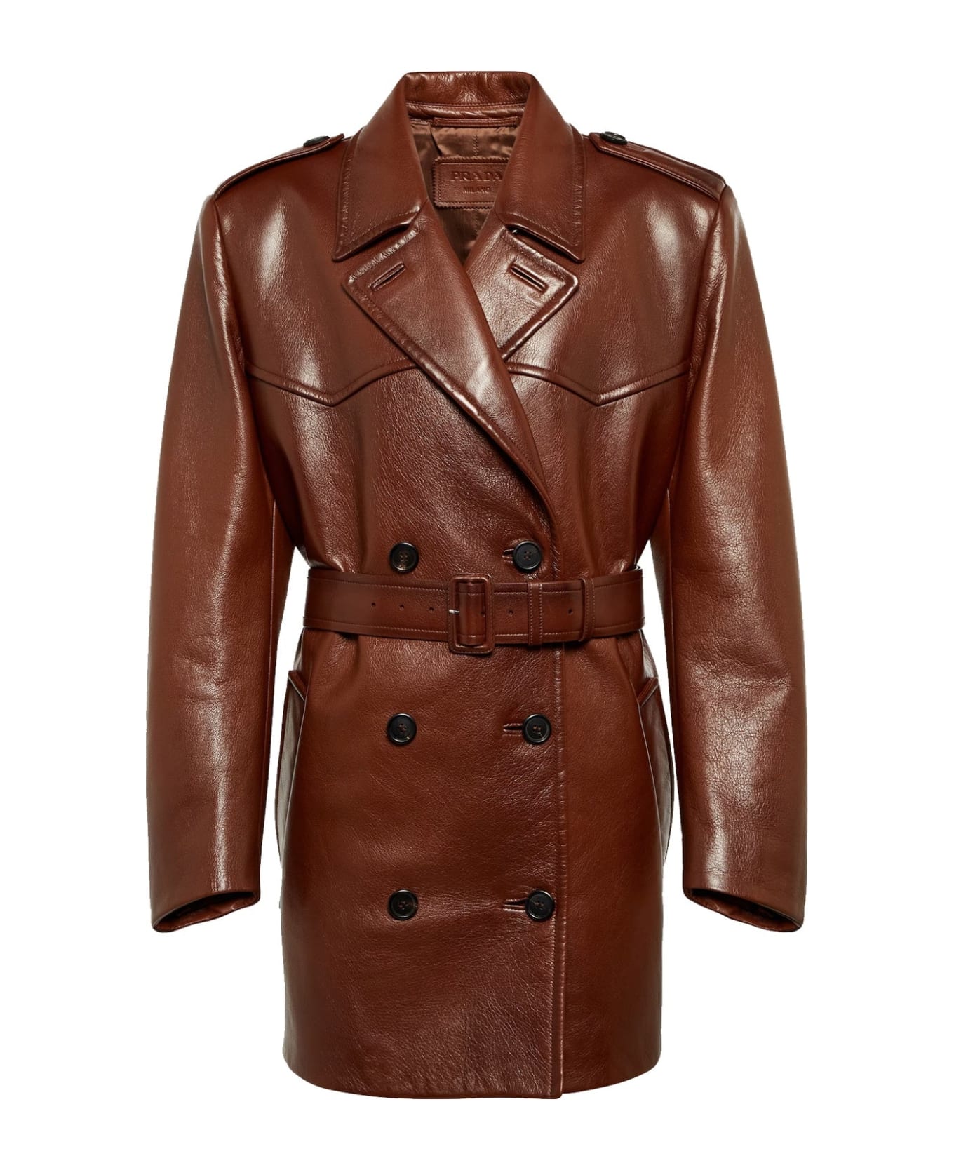 Prada Leather Coat - Brown