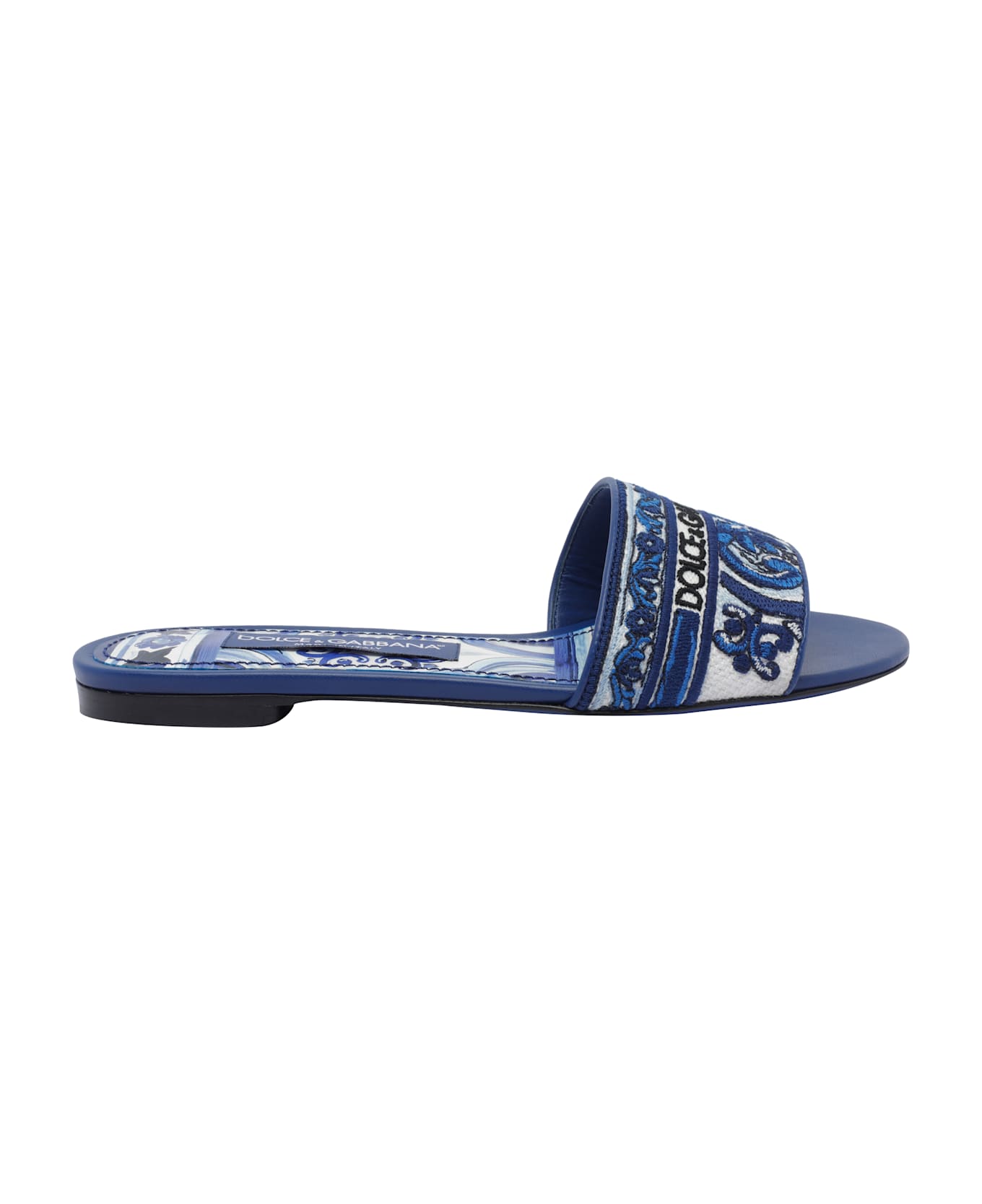 Dolce 
Gabbana Embroidered Logo Slides - Blue