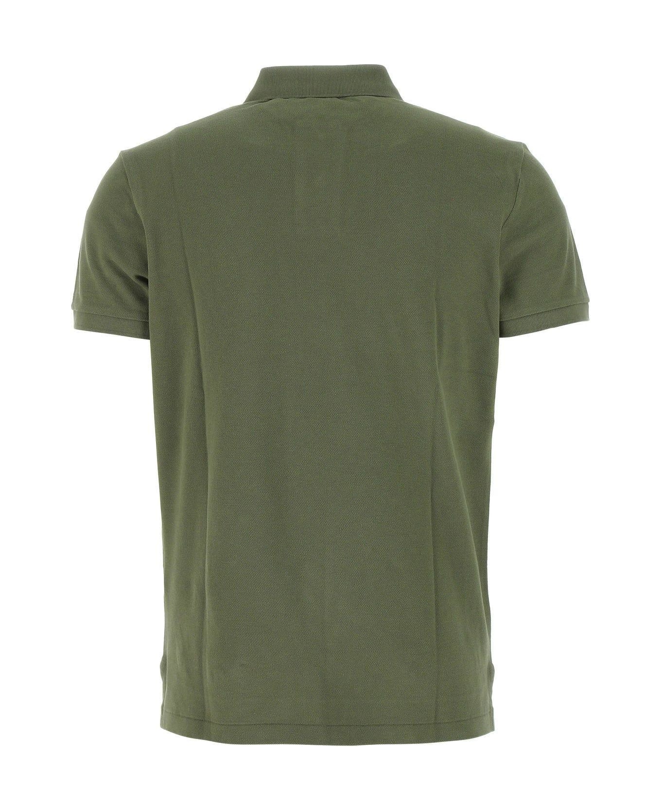 Ralph Lauren Army Green Piquet Polo Shirt - Medium Green