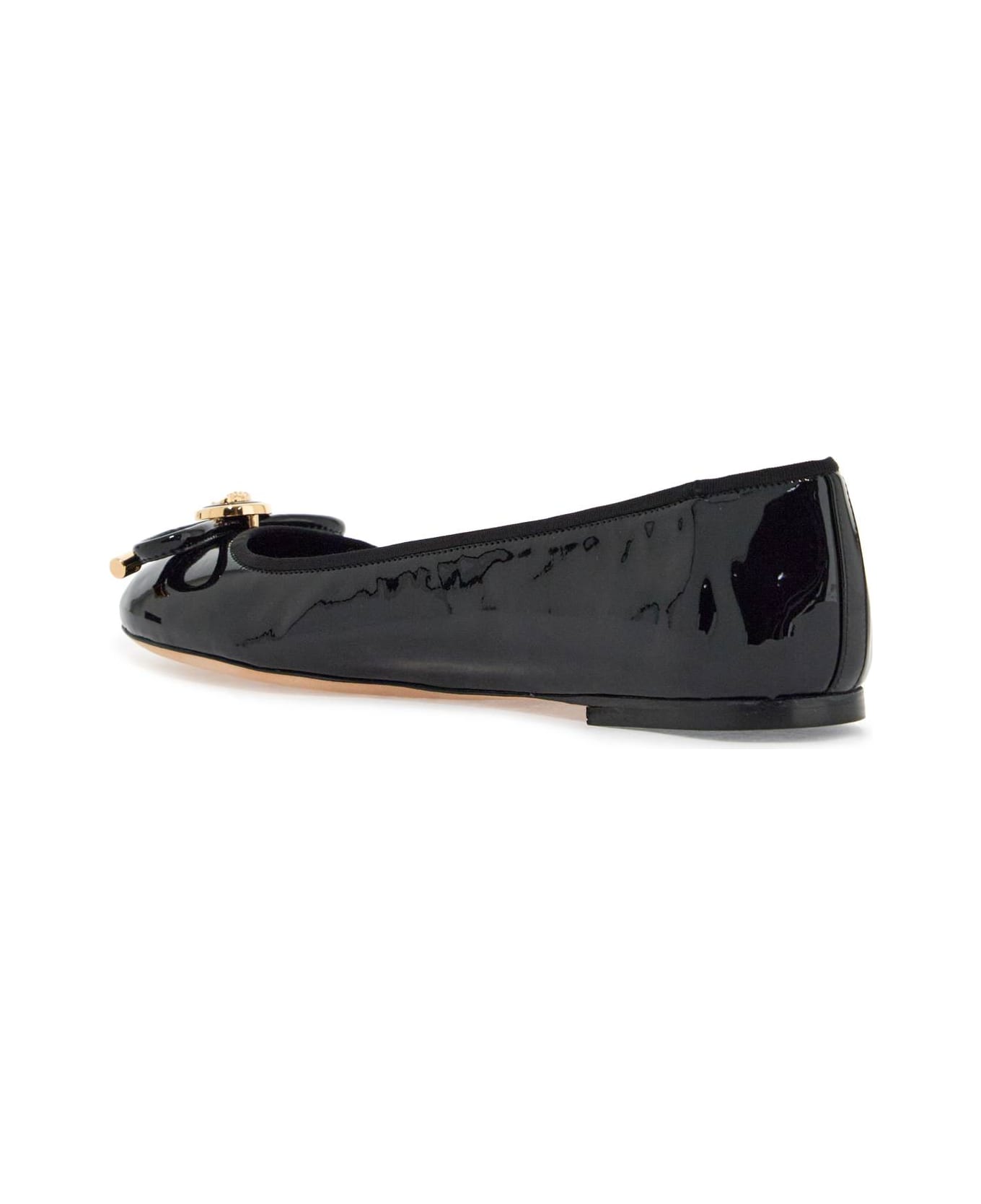 Versace Opera Bow Ballet Flats - BLACK-VERSACE GOLD (Black)