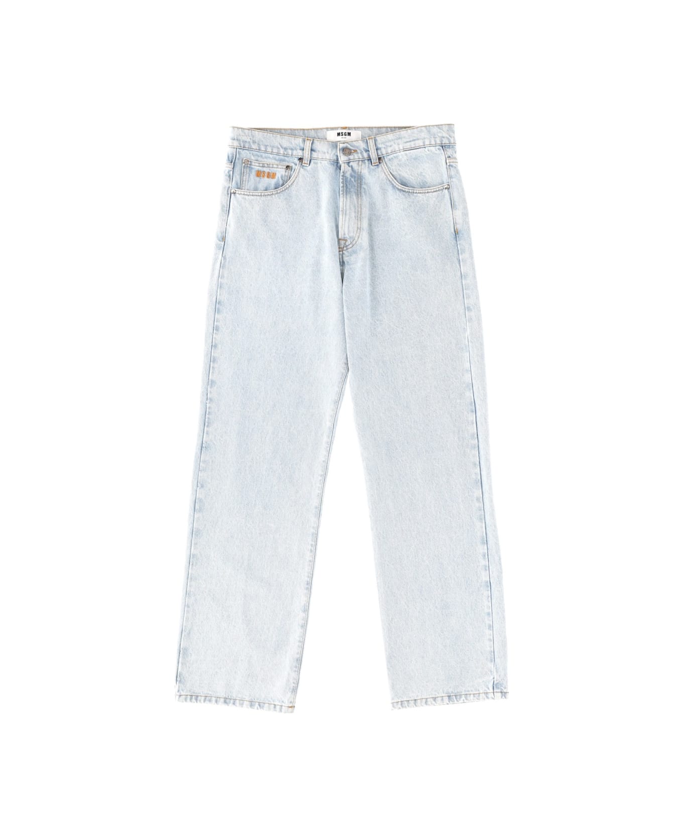 MSGM Jeans With Embroidered Logo - BLUE