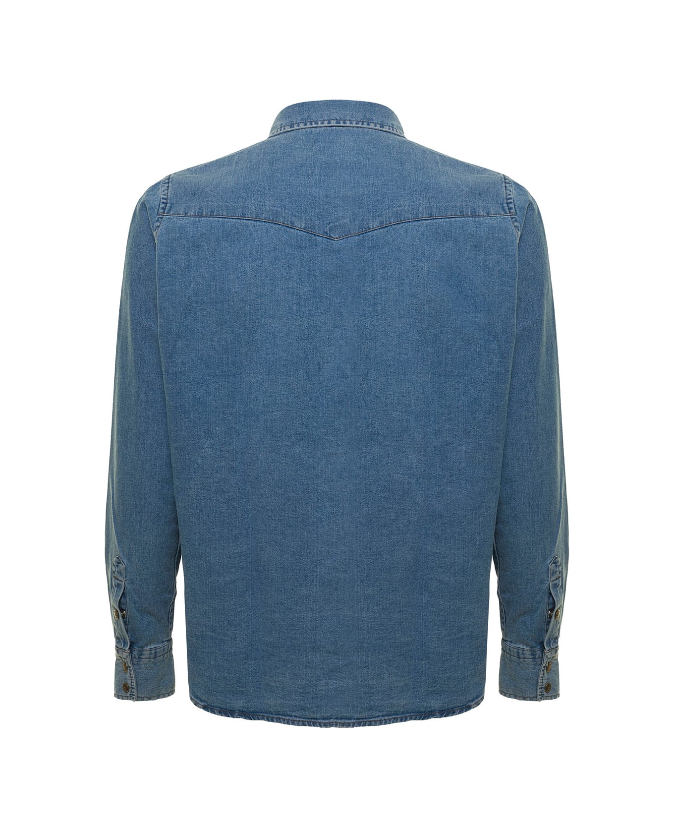 Tom Ford Blue Denim Shirt With Patch Pockets In Cotton Man - Blu
