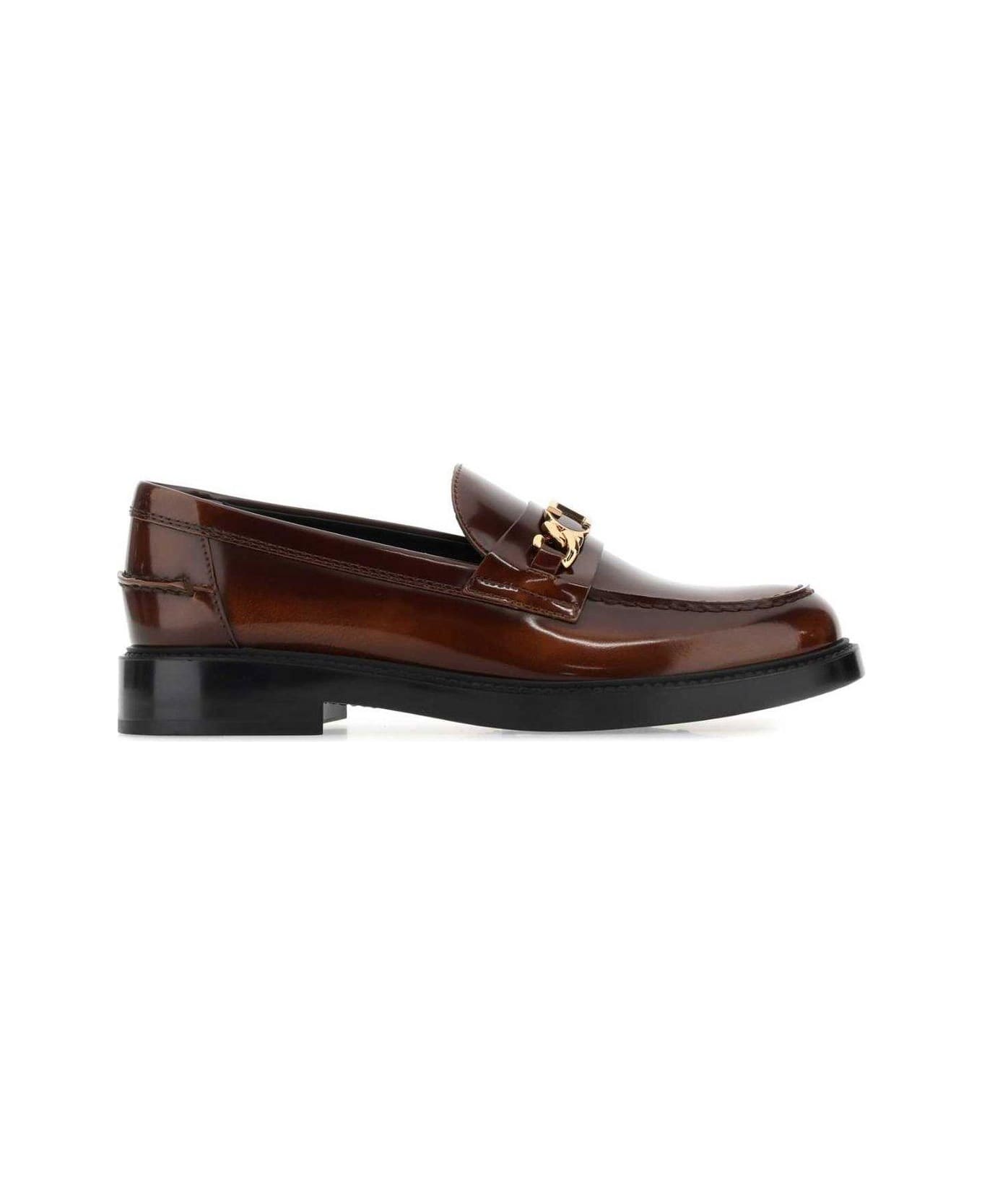 Tod#39;s logo-plaque suede loafers - Brown