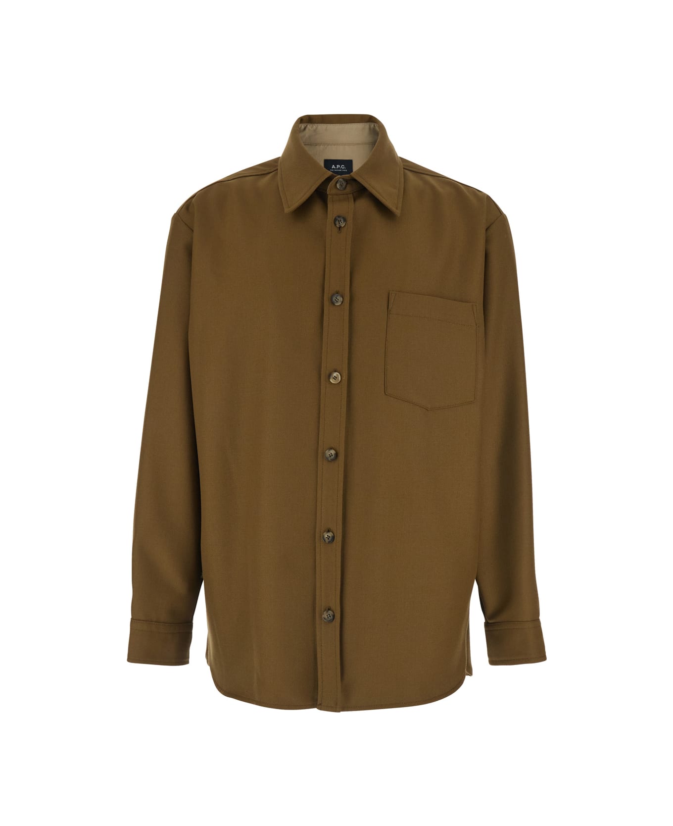 A.P.C. Brown Jacket With Classic Collar And Buttoned Cuffs In Wool Blend Man - Brown