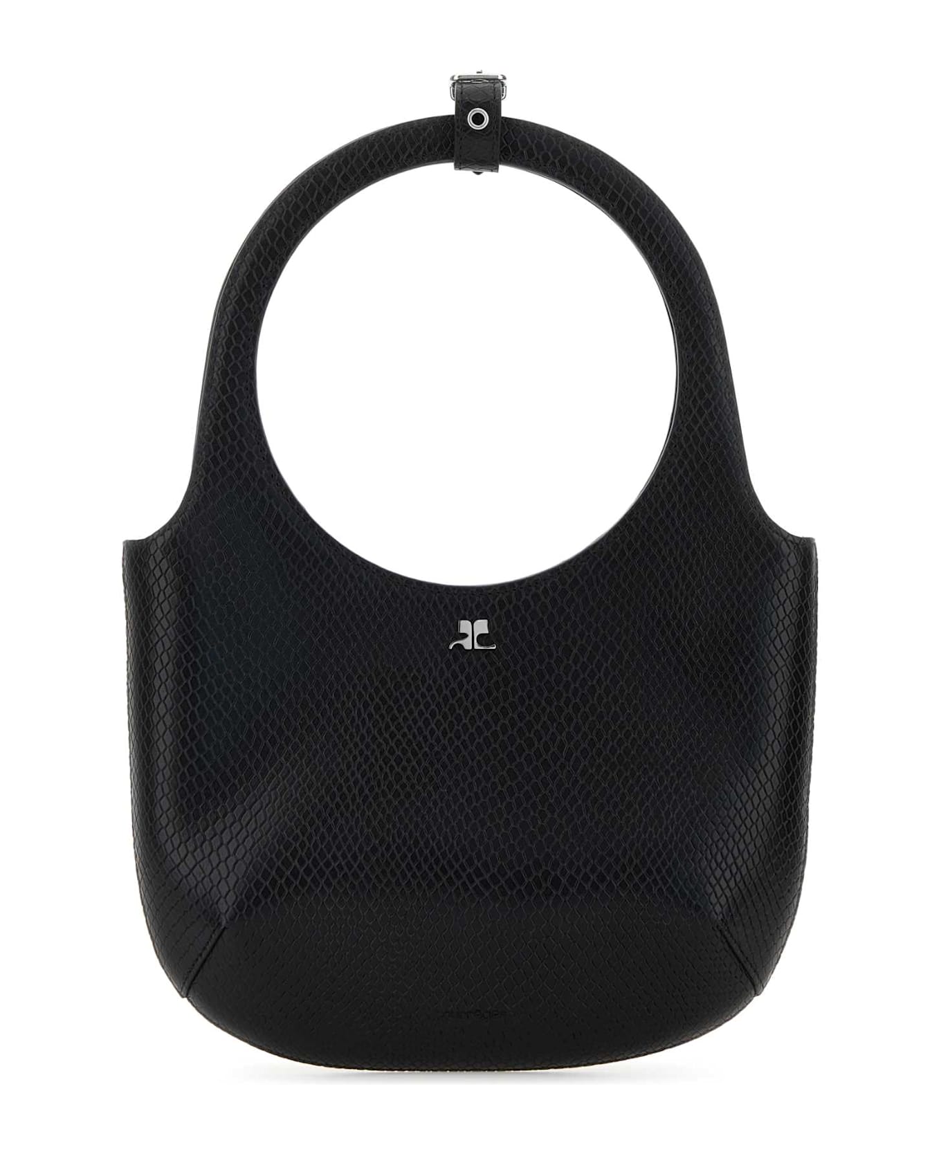 Courrèges Black Leather Holy Handbag - Black