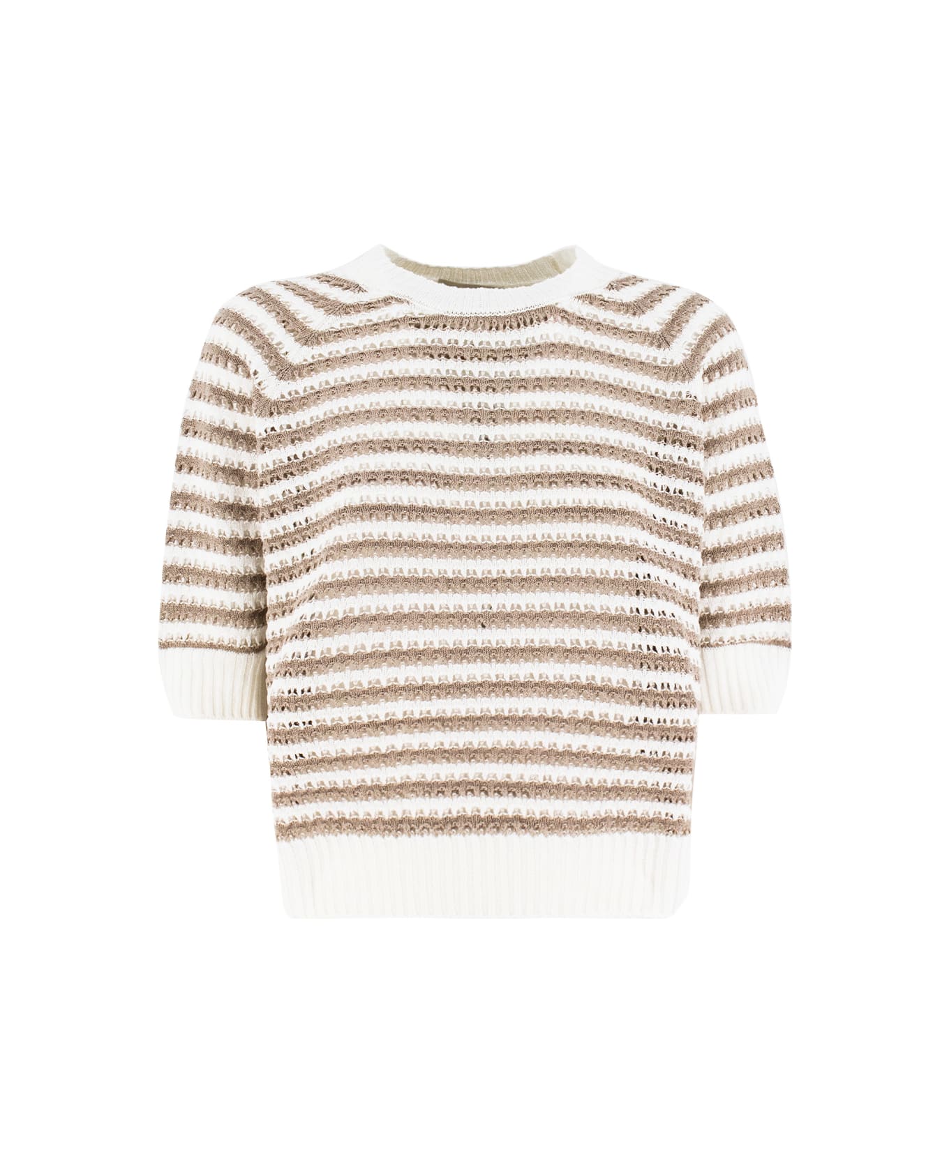 Le Tricot Perugia Sweater - WHITE_BEIGE