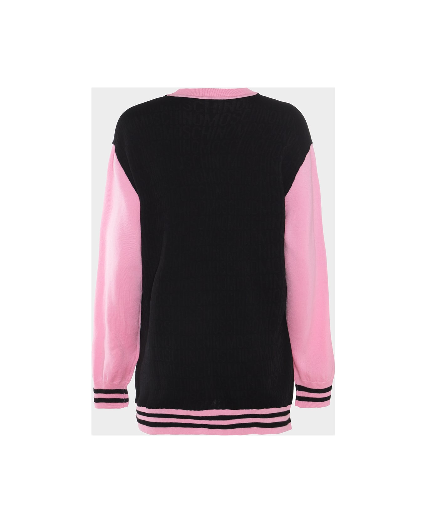 Moschino Black And Pink Wool Knitwear - Black カーディガン