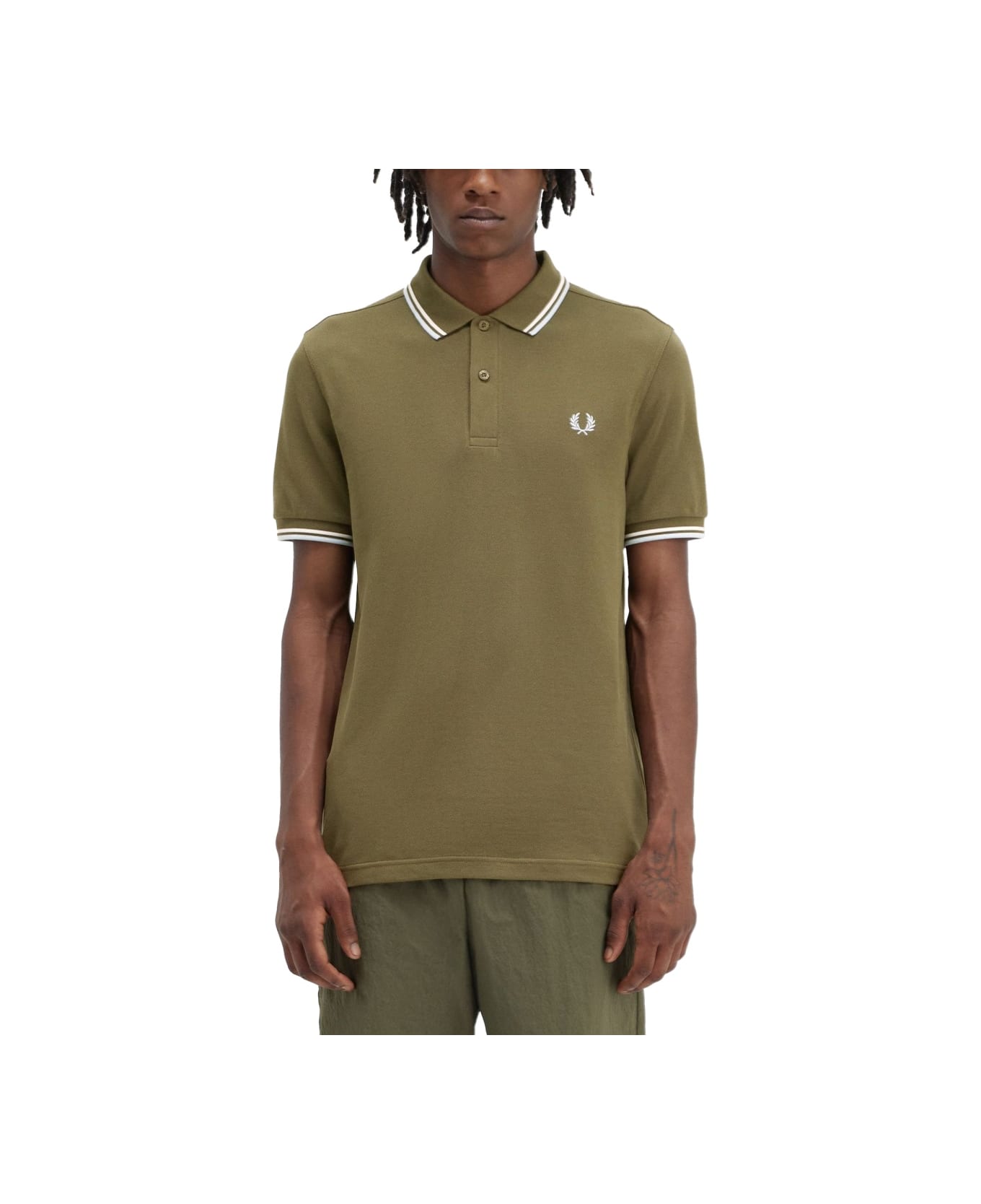 Fred Perry Polo With Logo - MILITARY GREEN