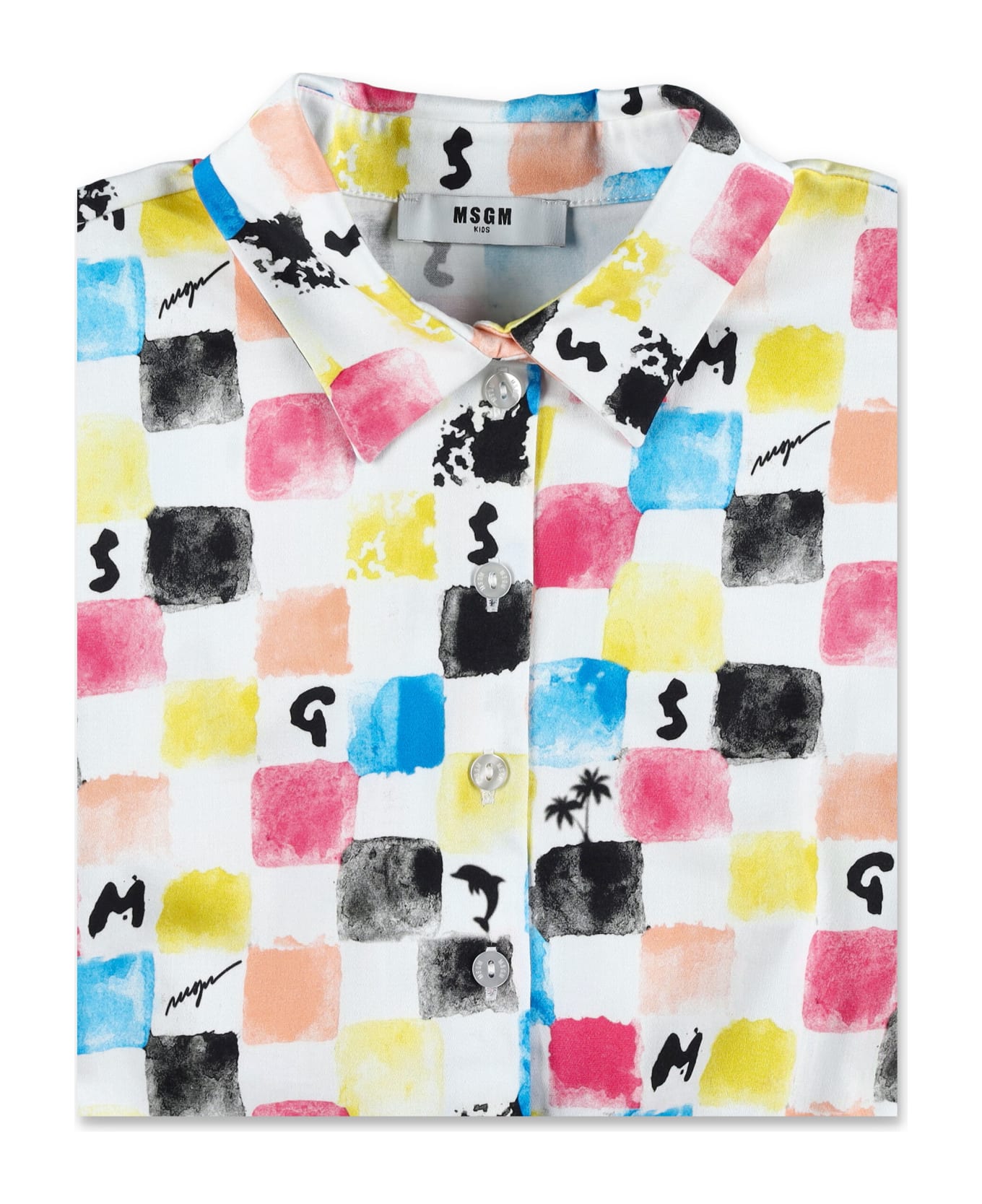 MSGM Printed Cropped Shirt - MULTICOLOR シャツ