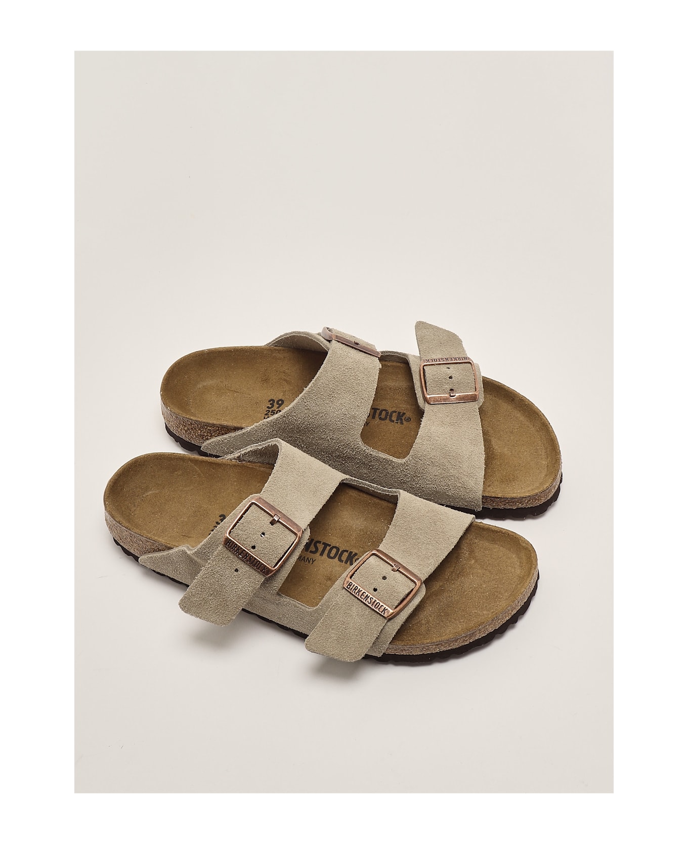 Birkenstock Arizona Taupe Suede Leather Sandal - TORTORA