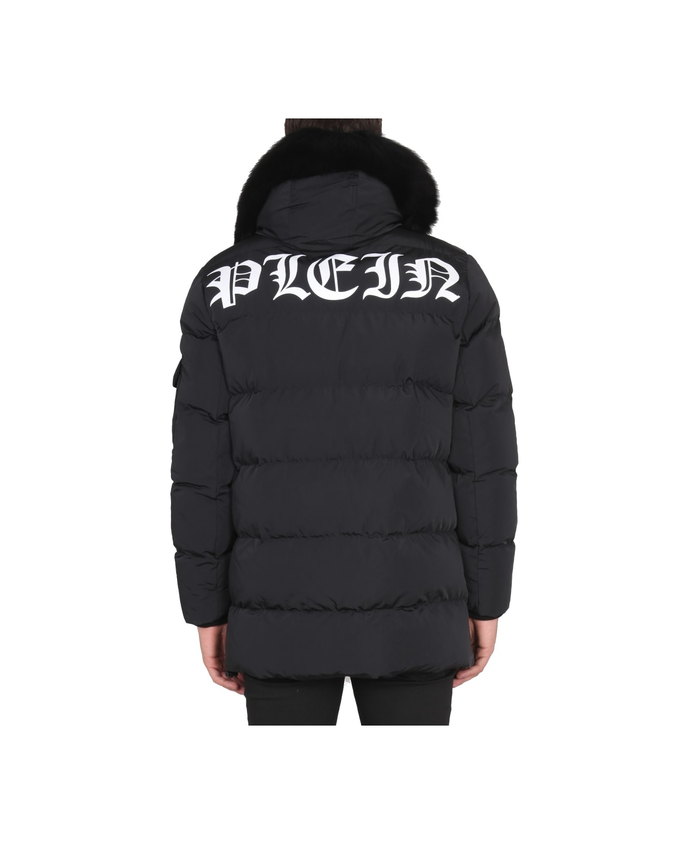 Philipp Plein Down Jacket With Logo - BLACK