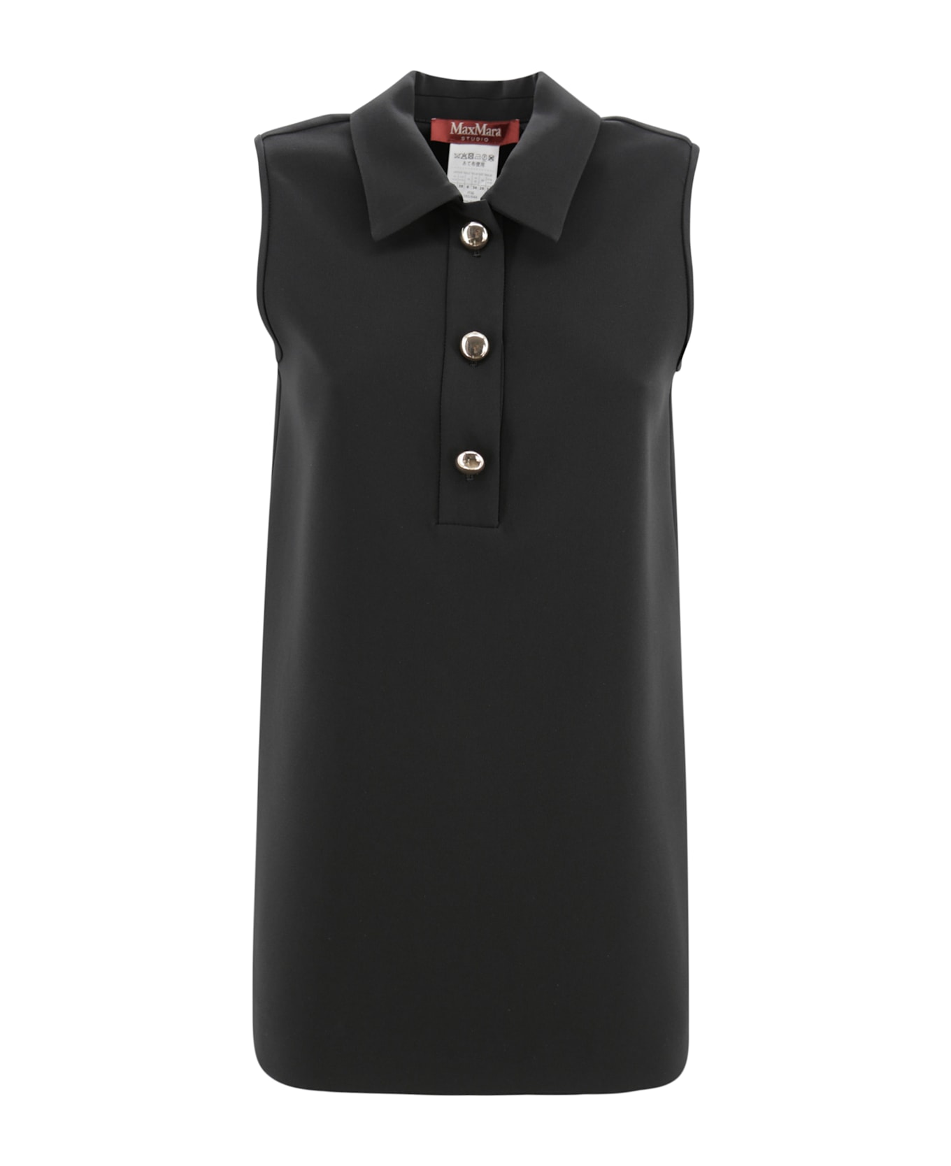 Max Mara Studio Polo Blouse In Cady - Black