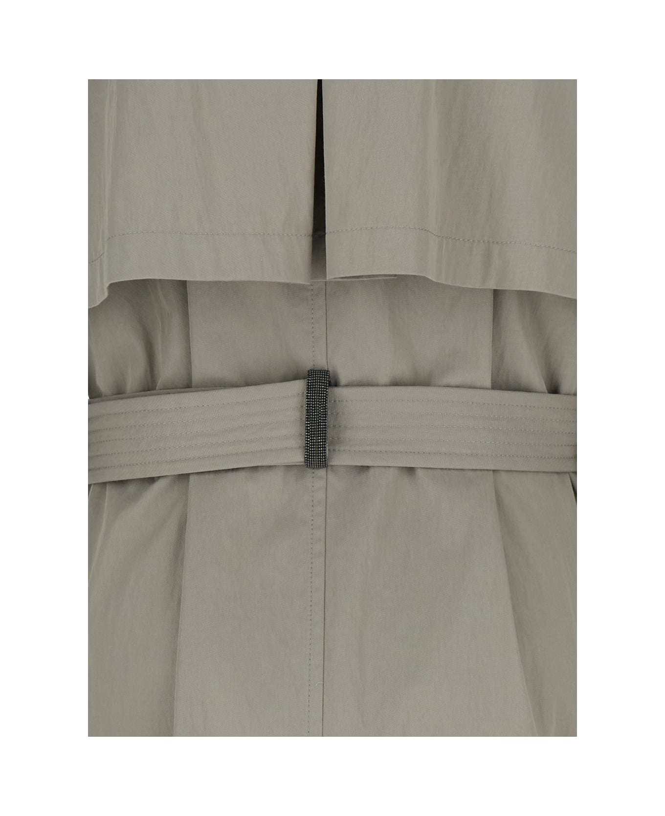 Brunello Cucinelli Grey Trench Coat In Fabric Woman - Beige レインコート