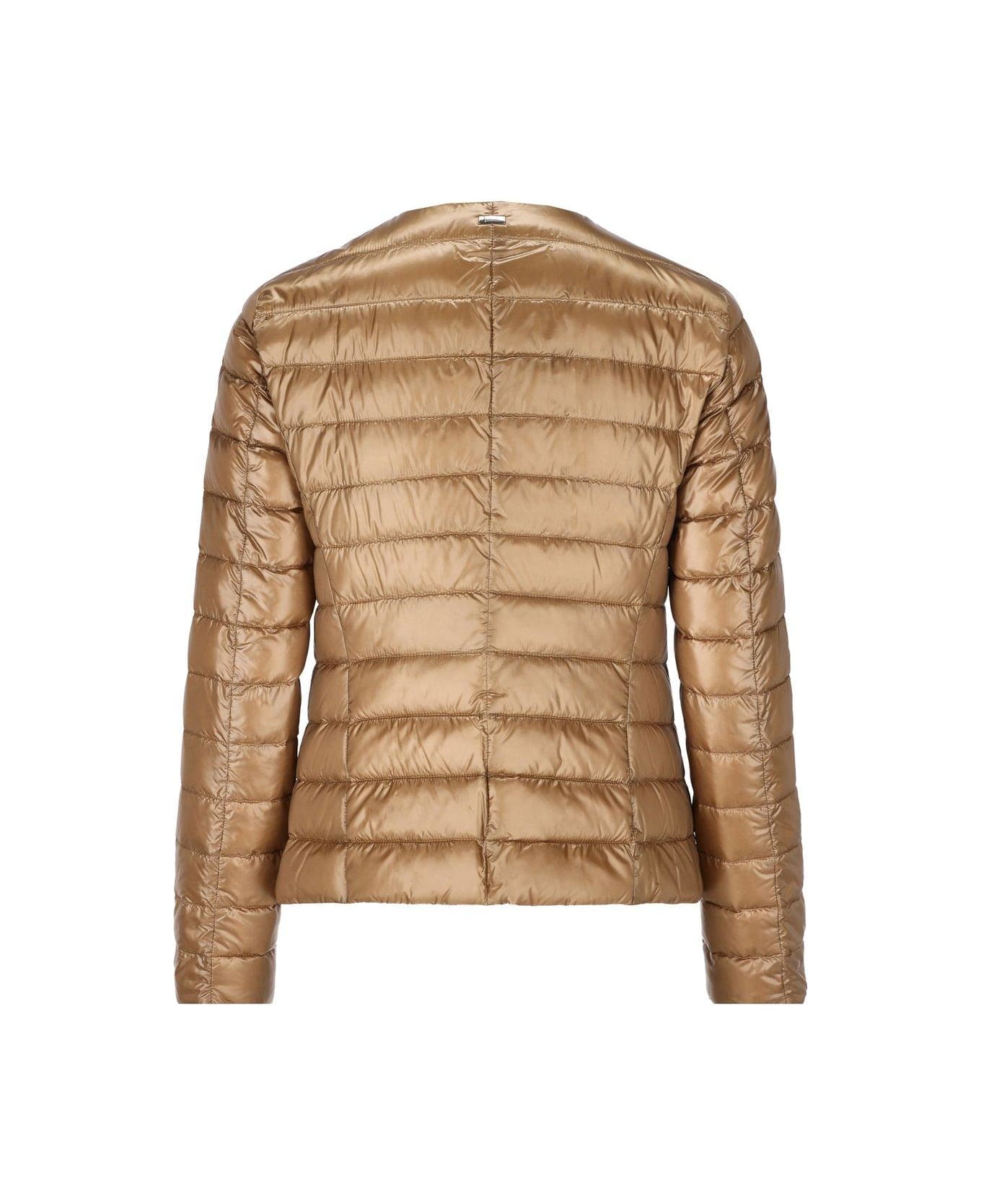 Herno Quilted Crewneck Padded Jacket - BROWN