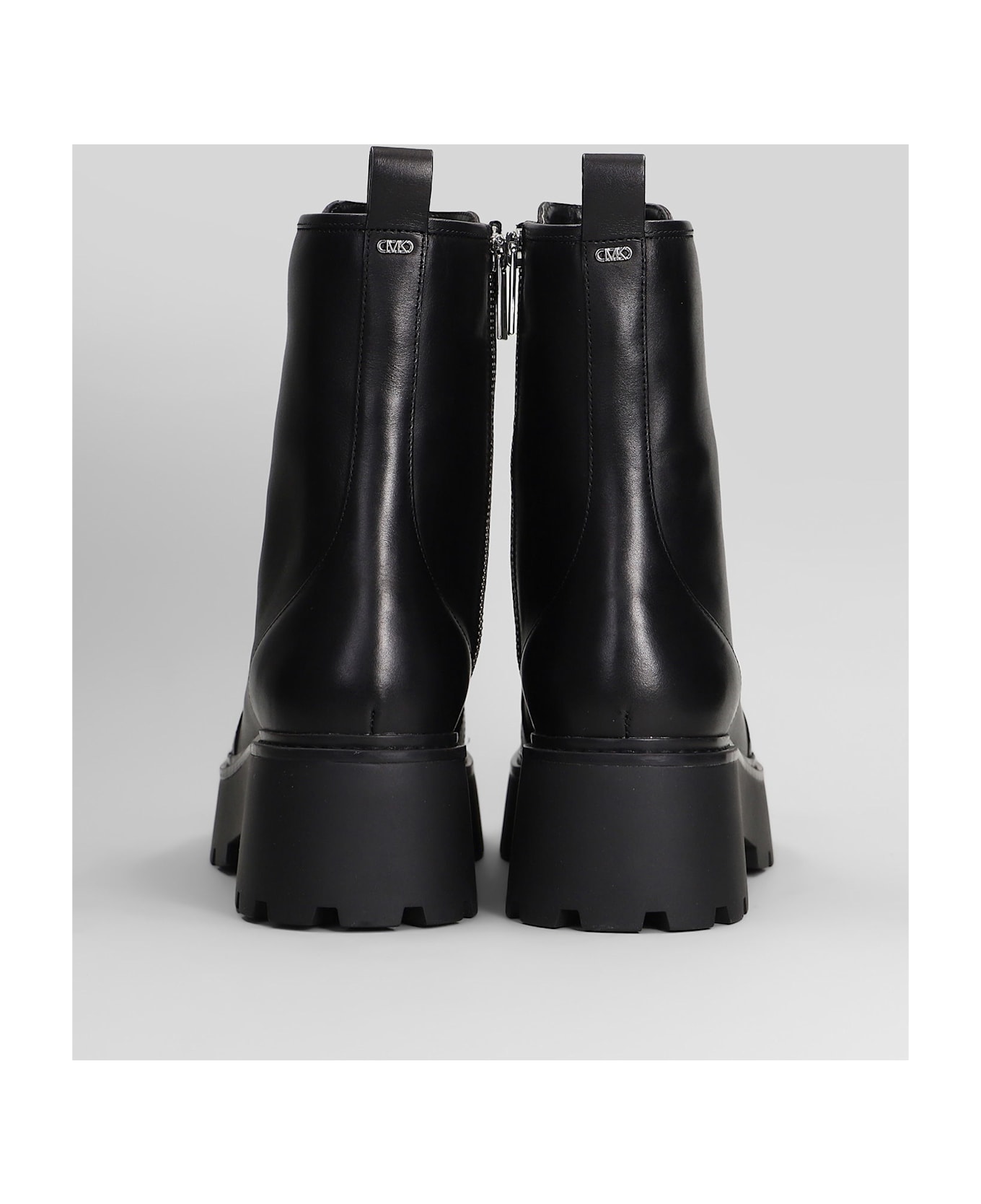 Michael Kors Blake Bootie Combat Boots In Black Leather - black