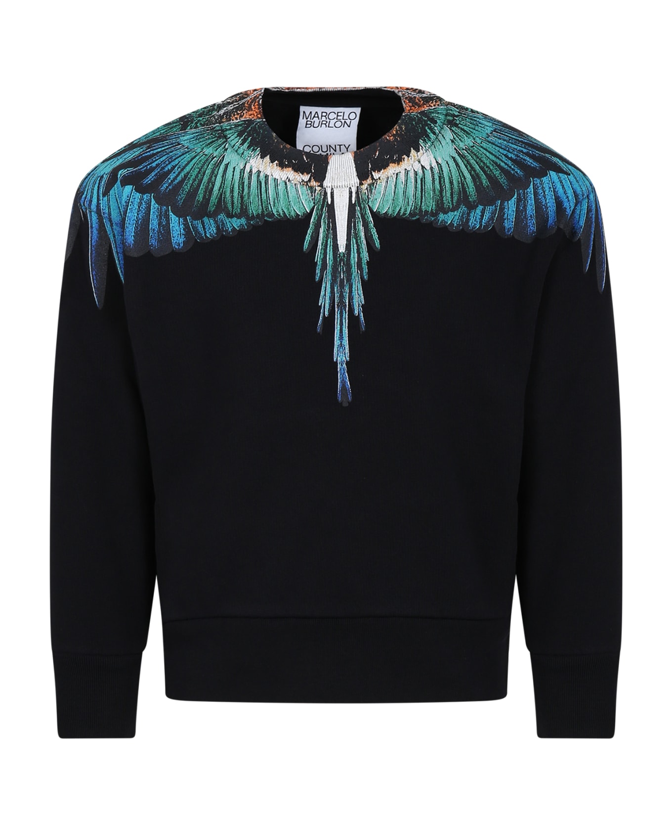 Marcelo Burlon Black Sweatshirt For Boy With Wings - Black Bl ニットウェア＆スウェットシャツ