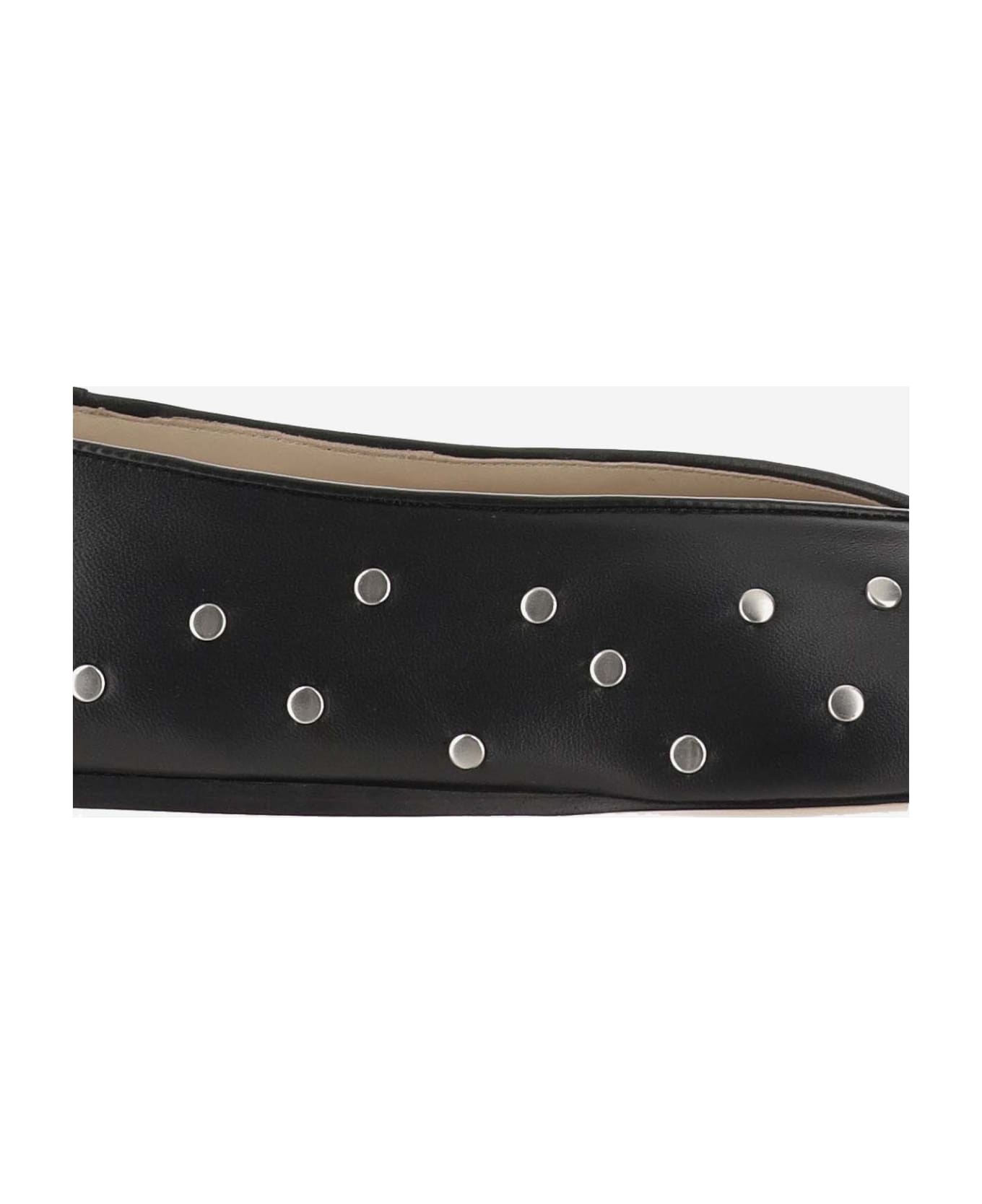 Le Monde Beryl Studded Leather Regency Ballet Flats - Black