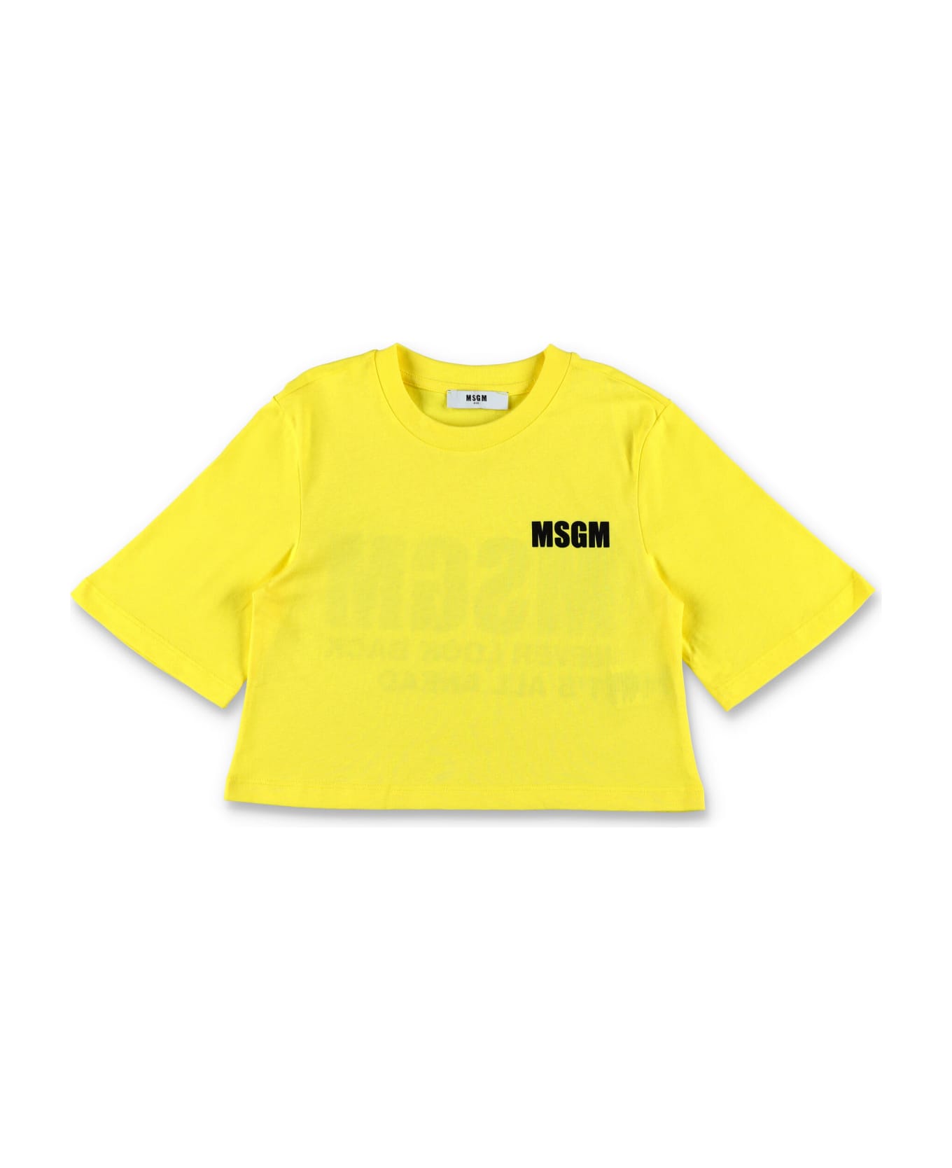 MSGM Logo Cropped T-shirt - GIALLO/YELLOW Tシャツ＆ポロシャツ
