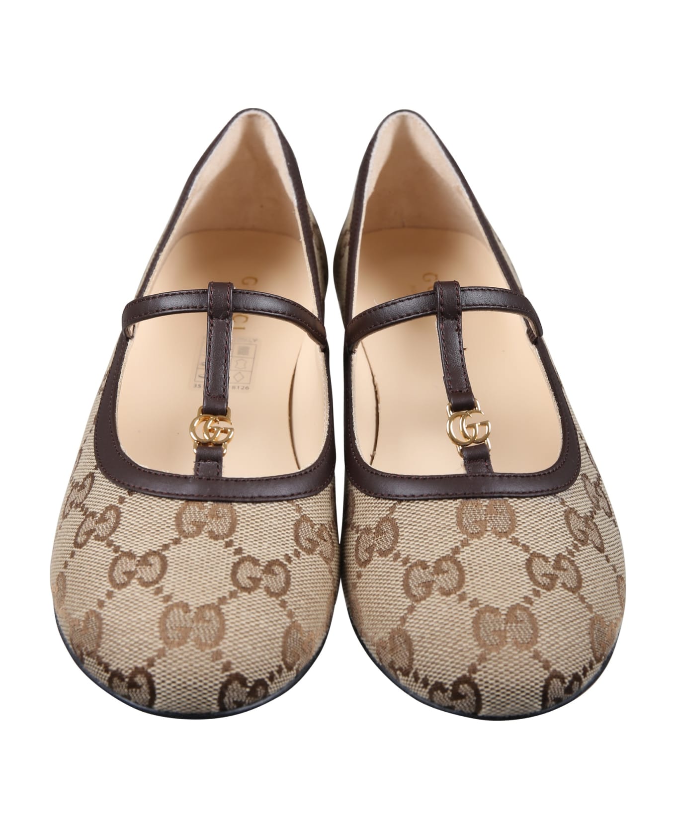 Gucci Brown Ballet Flats For Girl With Gg - Brown シューズ
