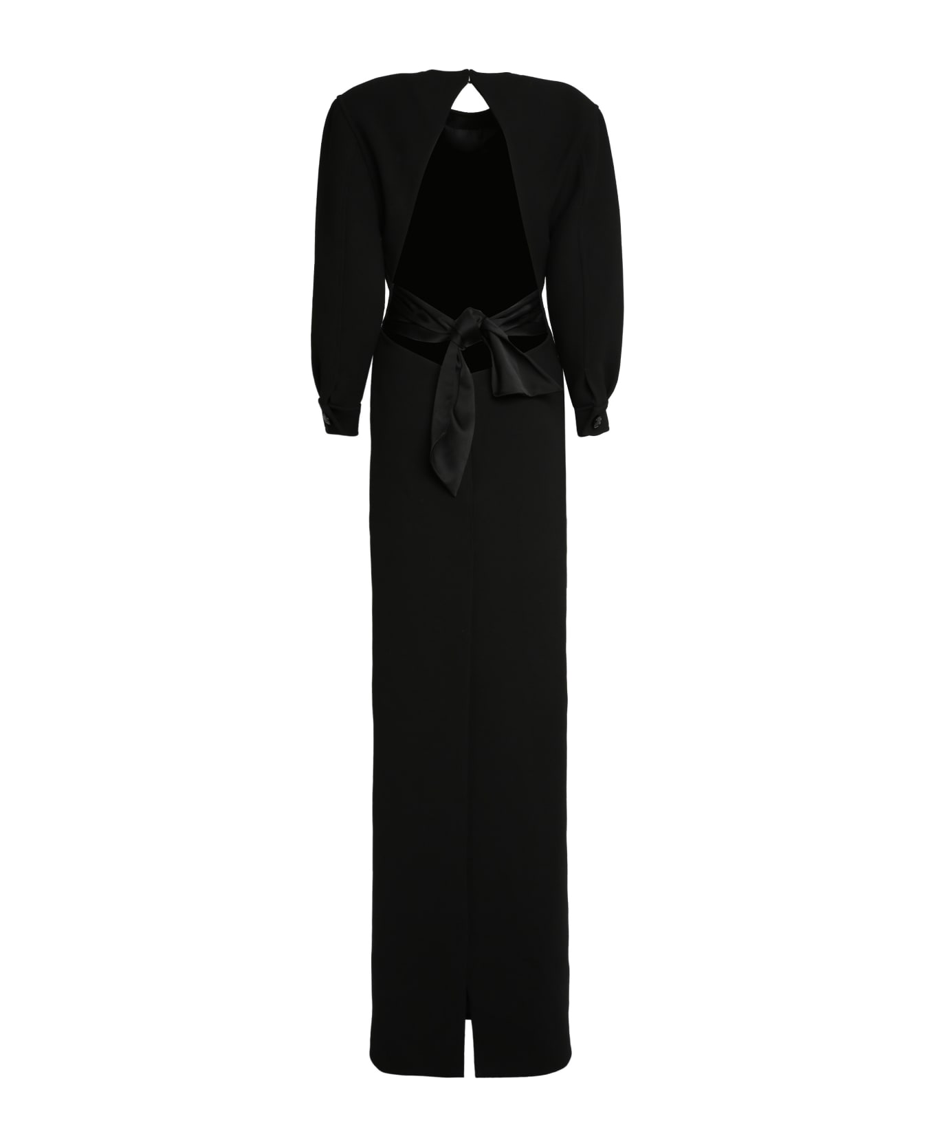 Saint Laurent Long Wool Dress - BLACK