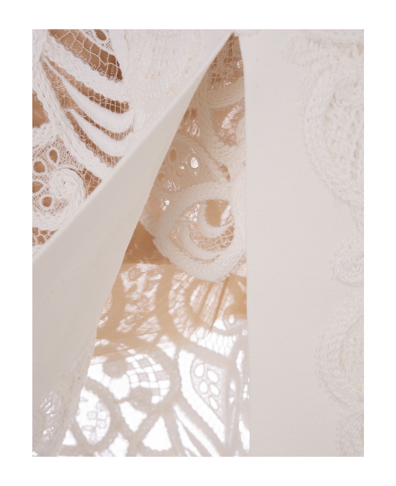 Ermanno Scervino White Embroidered Midi Skirt With Slit - White