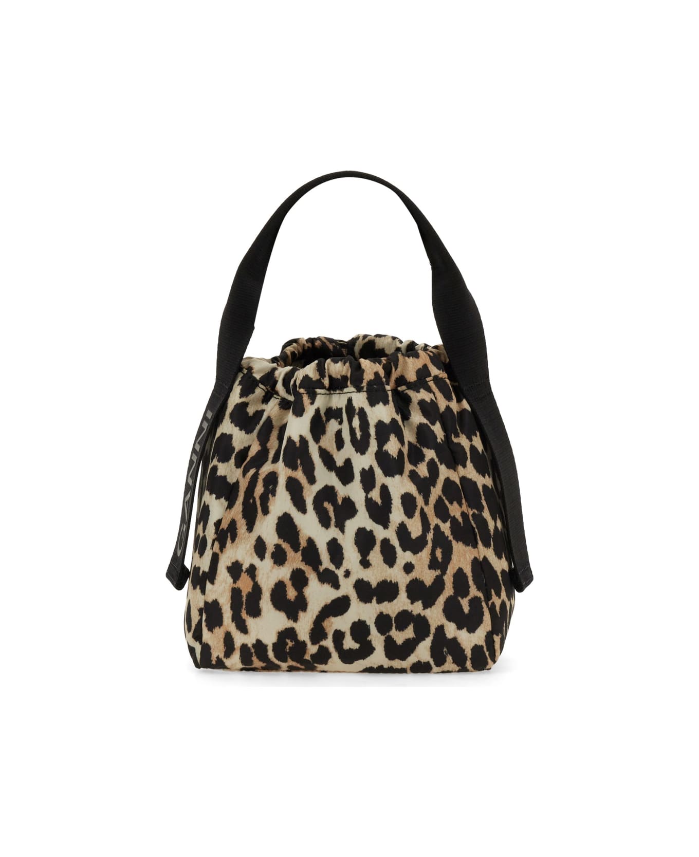 Ganni Drawstring Top Animalier Bucket Bag - Leopard トートバッグ