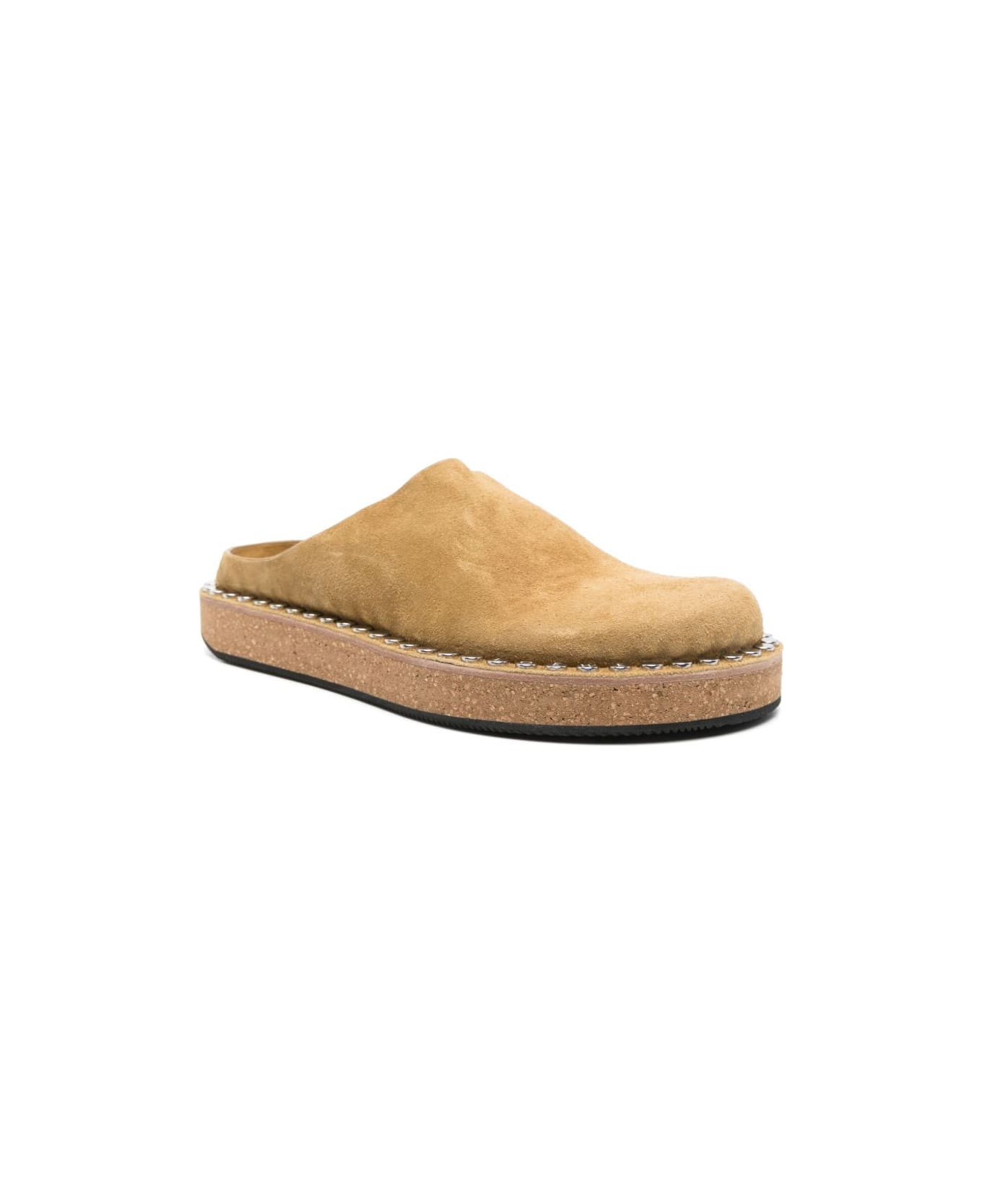 Loewe Rivet Suede Mules - Beige