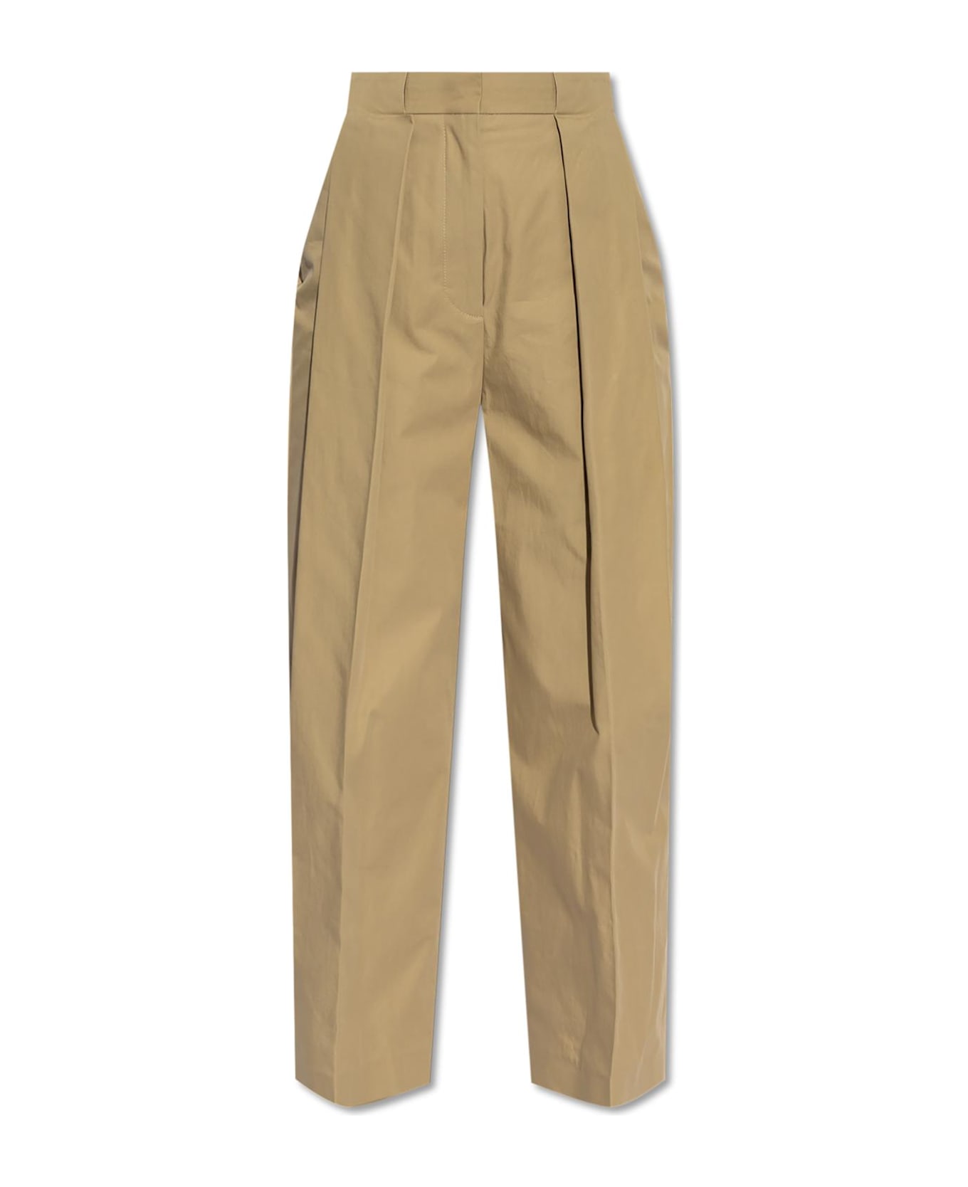 Balmain Cotton Pleated Pants - Beige