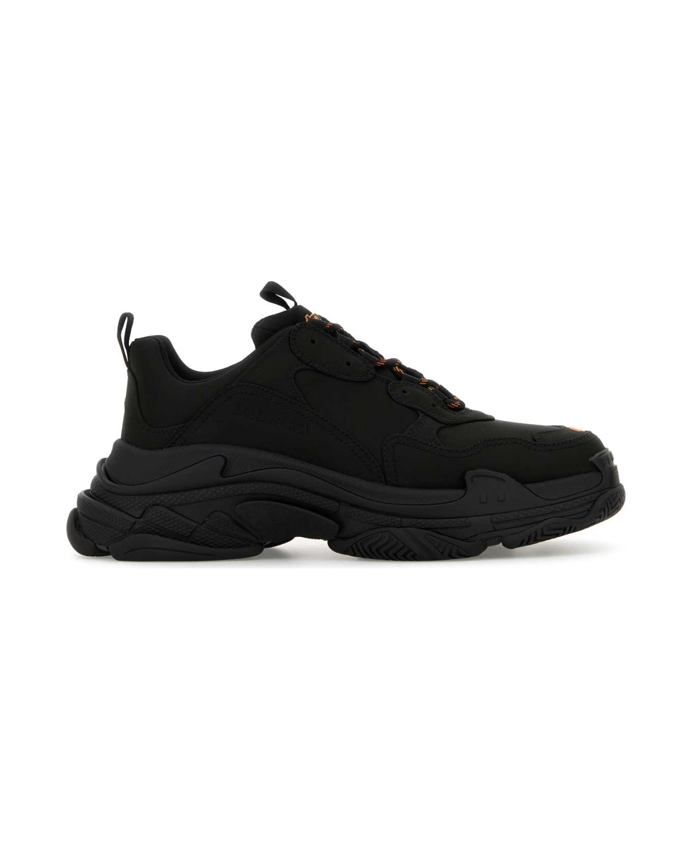 Balenciaga Black Satin Triple S Sneakers - BLACKORANGE