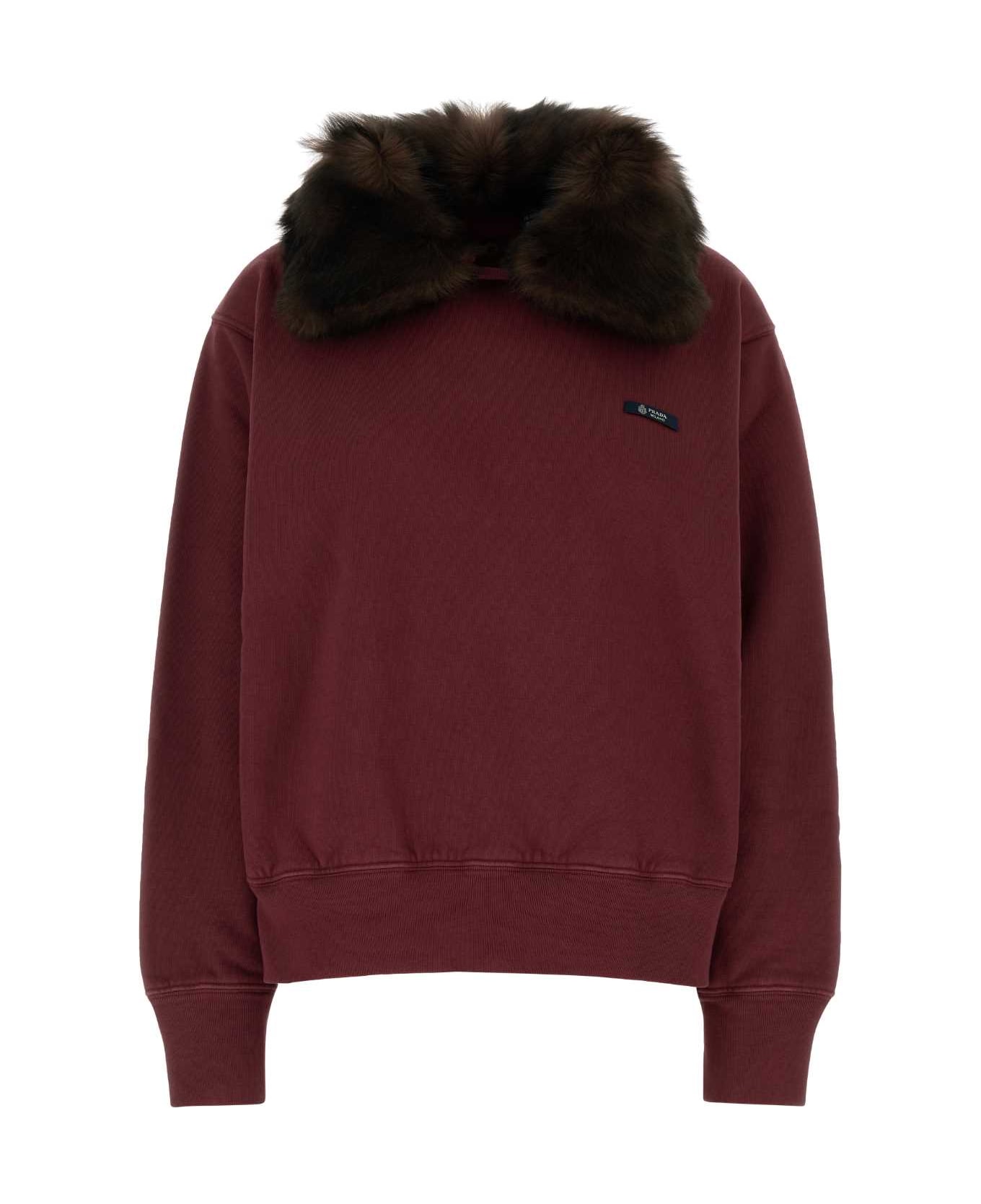 Prada Burgundy Cotton Sweatshirt - BORDEAUX