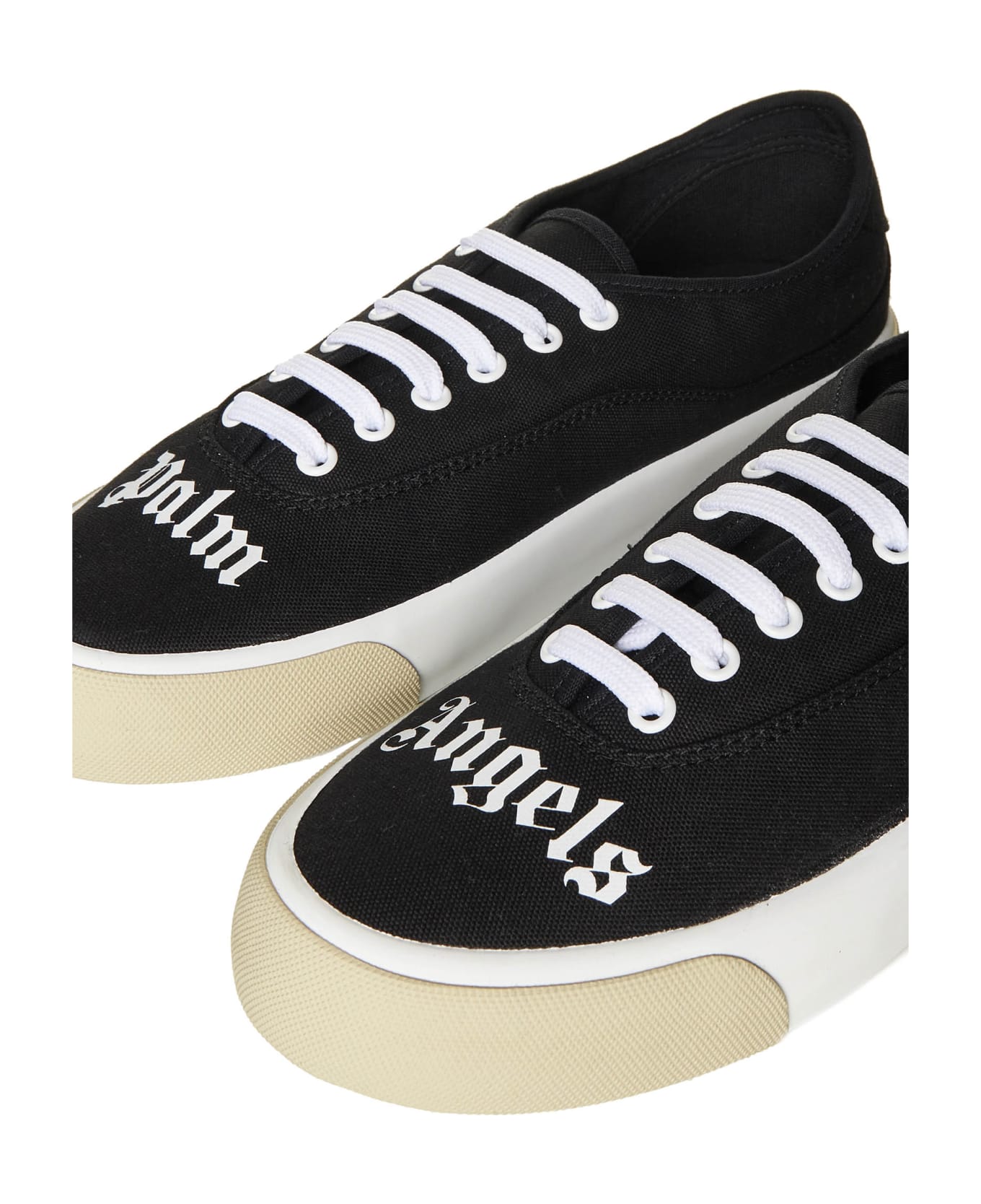 Palm Angels Logo Printed Lace-up Sneakers - Black white スニーカー