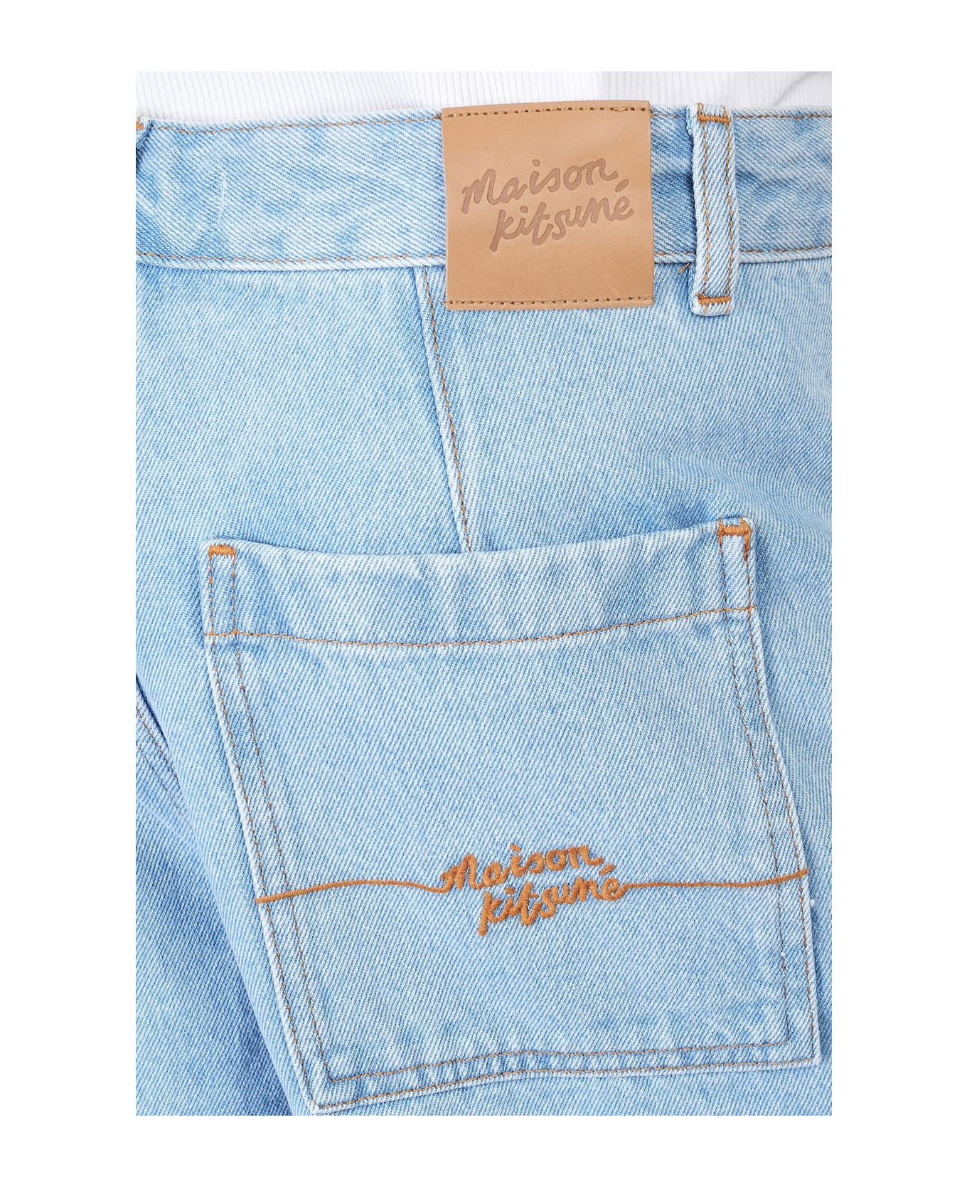 Maison Kitsuné Shorts In Blue Denim - blue