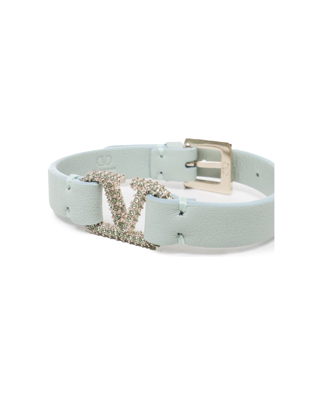 Valentino Garavani Vlogo Bracelet In Calfskin - PALE GREEN