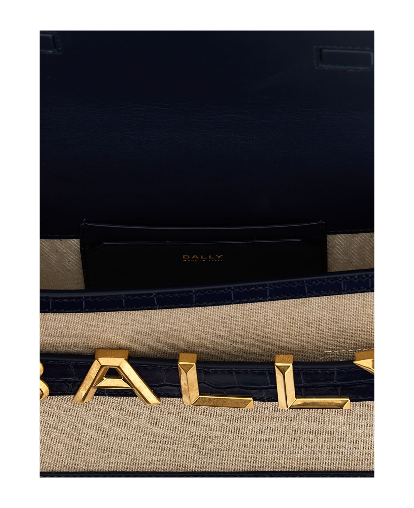 Bally Logo Leather Canvas Crossbody Bag - Blue