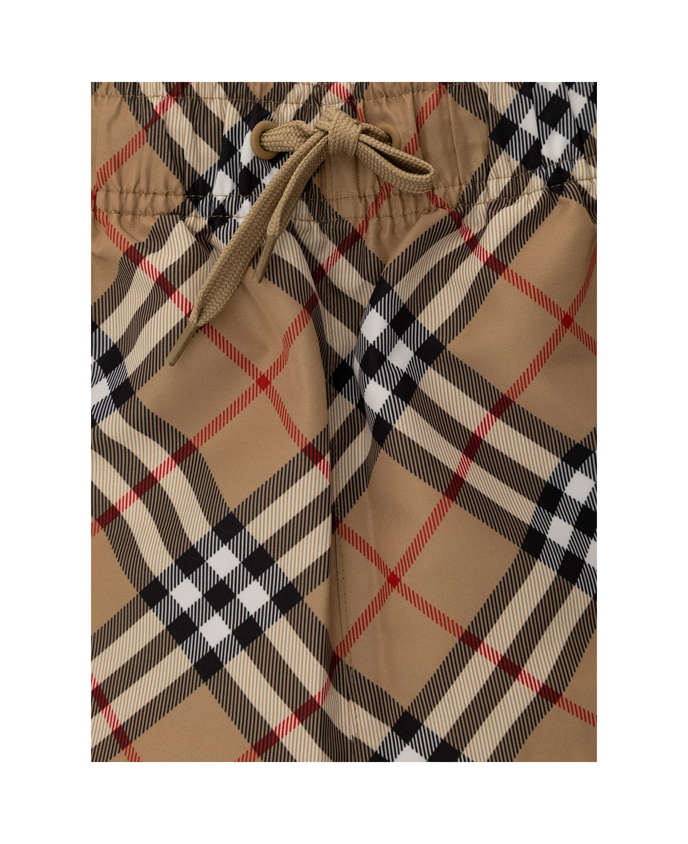 Burberry Beige Shorts With Check Motif In Fabric Boy - Beige