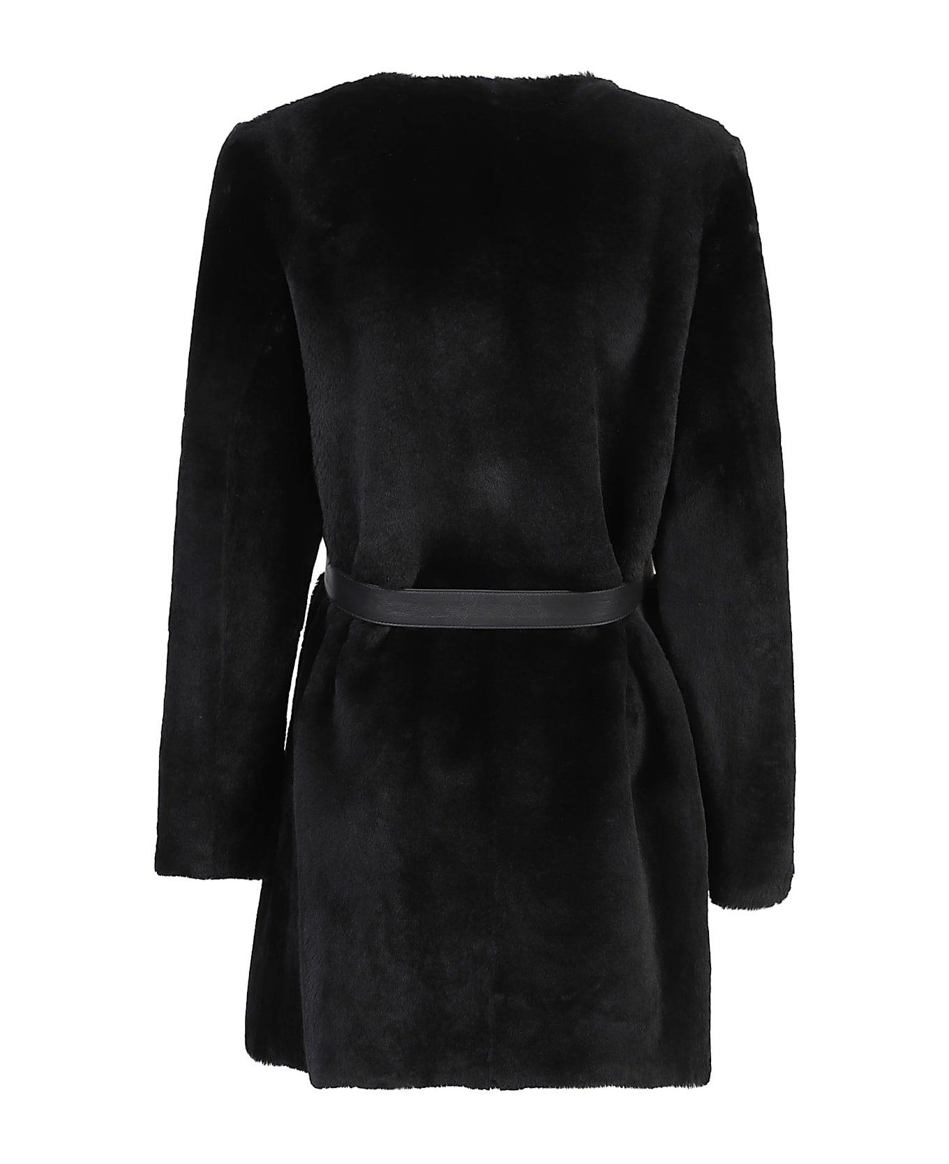 Desa 1972 Reversible Round Neck Shearling Caban - Black Cab