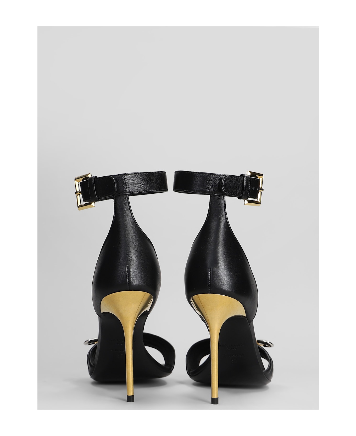 Balmain Safety Sandals In Black Leather - black