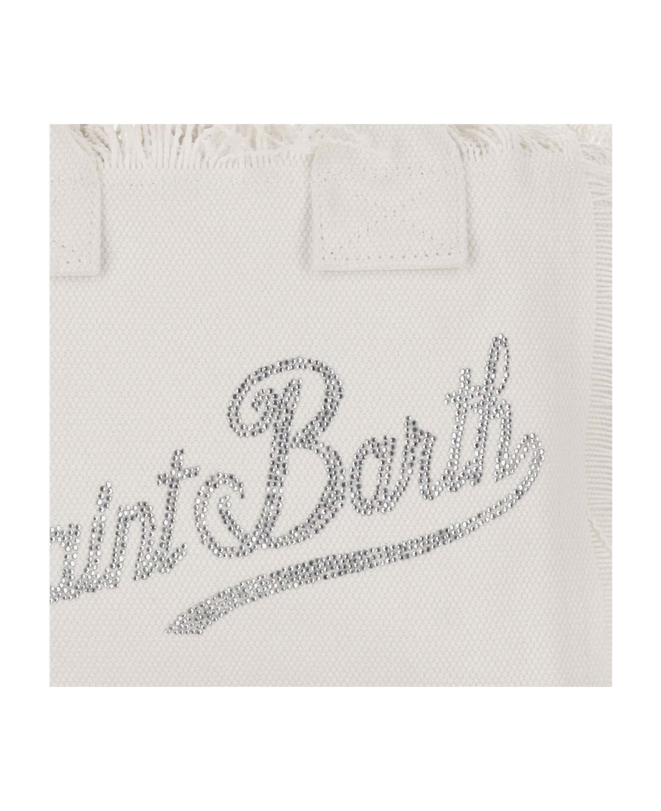 MC2 Saint Barth Colette Tote Bag With Rhinestone Logo - White