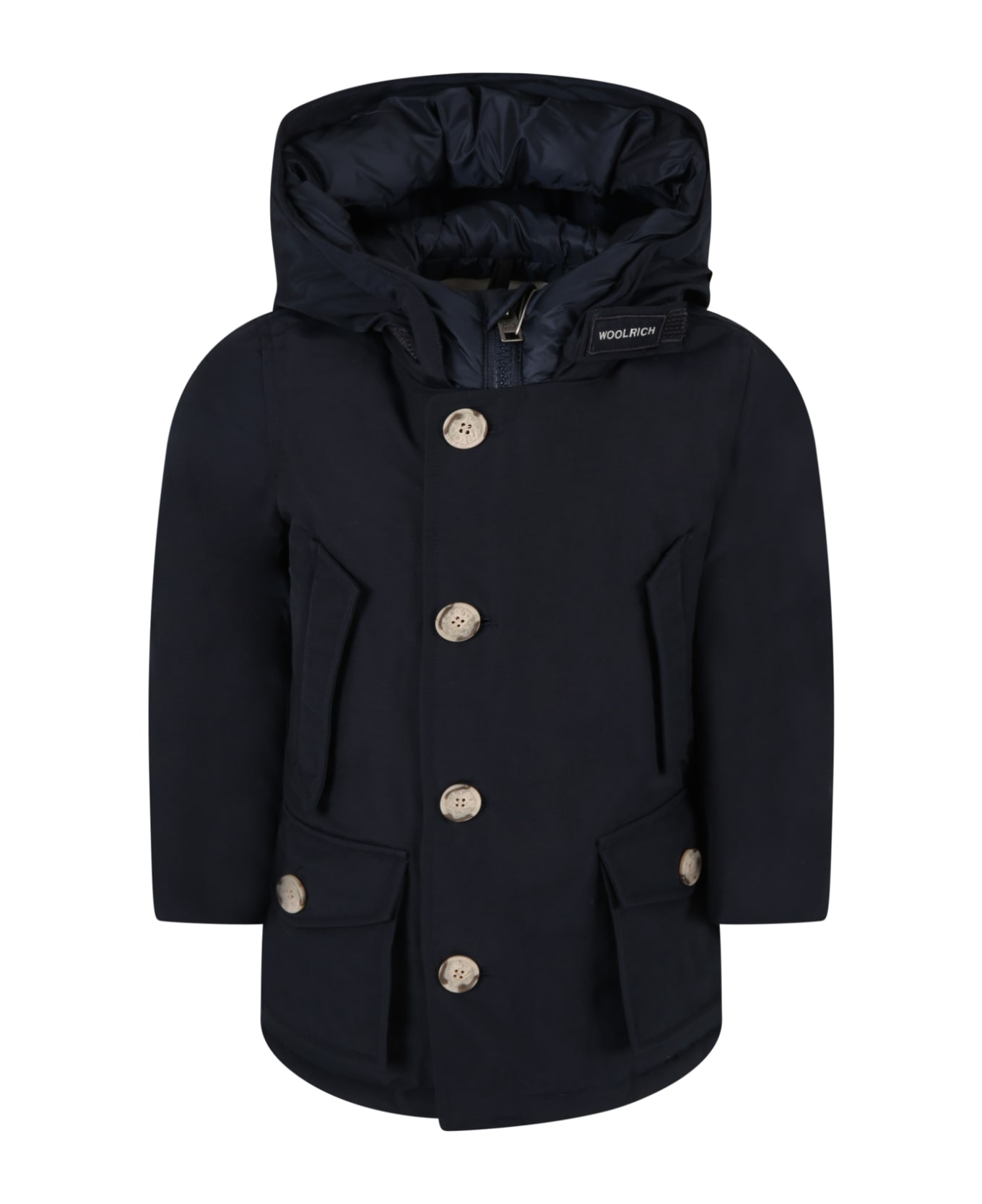 Woolrich Blue Jacket For Boy With Logo - Black