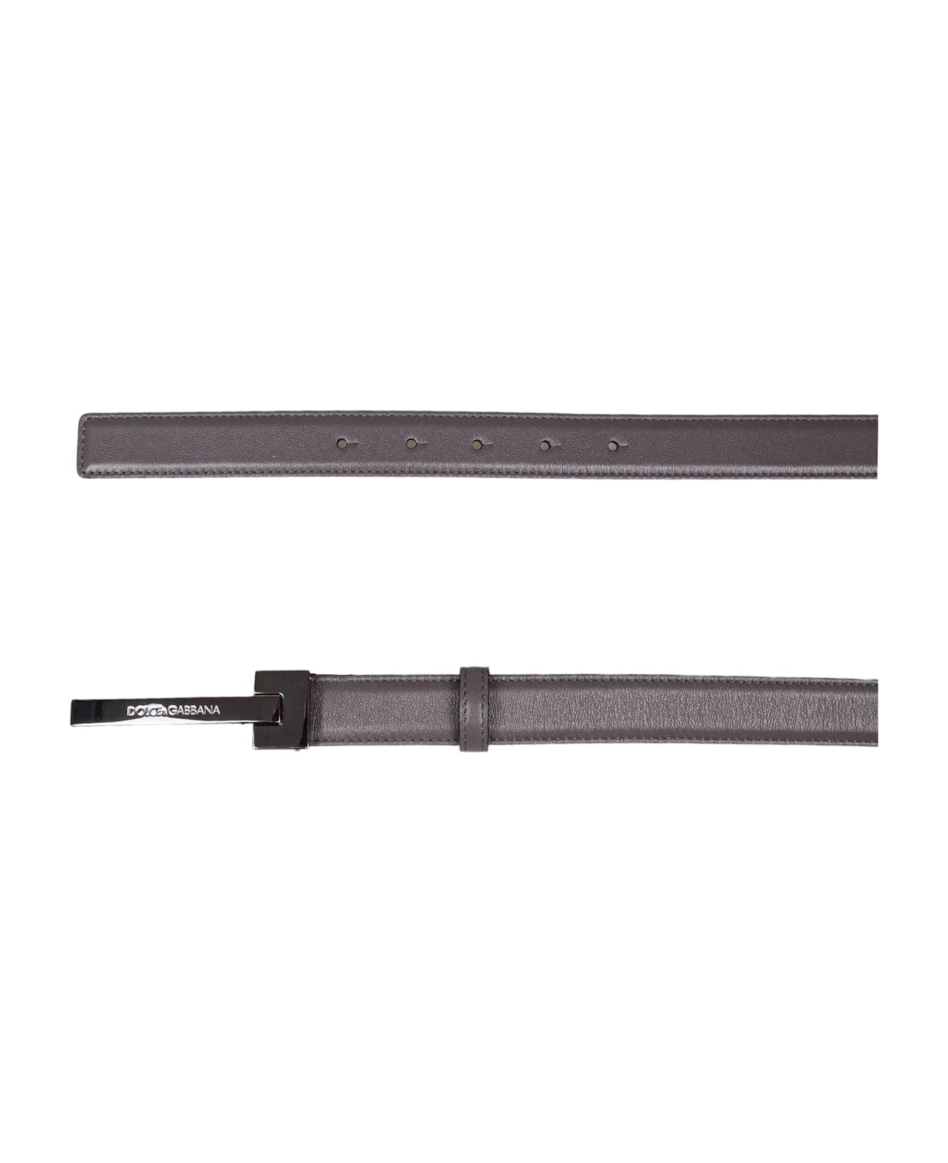 Dolce 
Gabbana Leather Belt With Logo Buckle - Grey